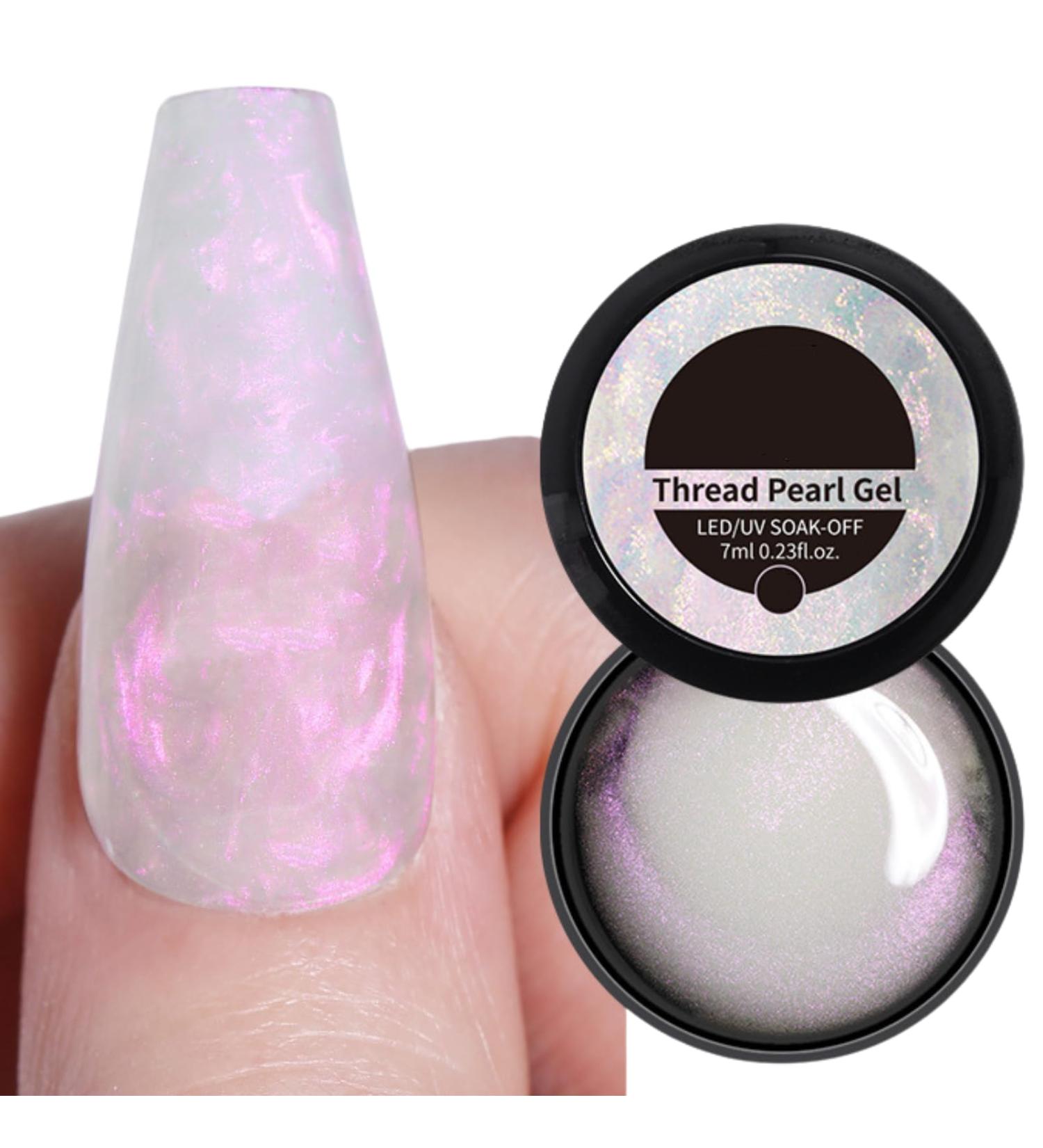 TBeautfave Pearl Gel Nail Polish Shell Thread Gel Nail Polish Pearl White Pearlescent Shimmer Nail Varnish Soak off UV/LED Nail Gel Swirl Thread DIY Nail Art Christmas Nails PearlWhite - Buy Online on GoSupps.com