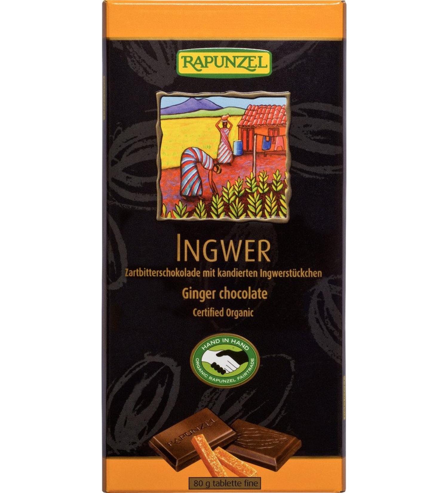  Rapunzel Rapunzel 55% organic chocolate with ginger HIH (2 x 80 g) - Buy Online on GoSupps.com