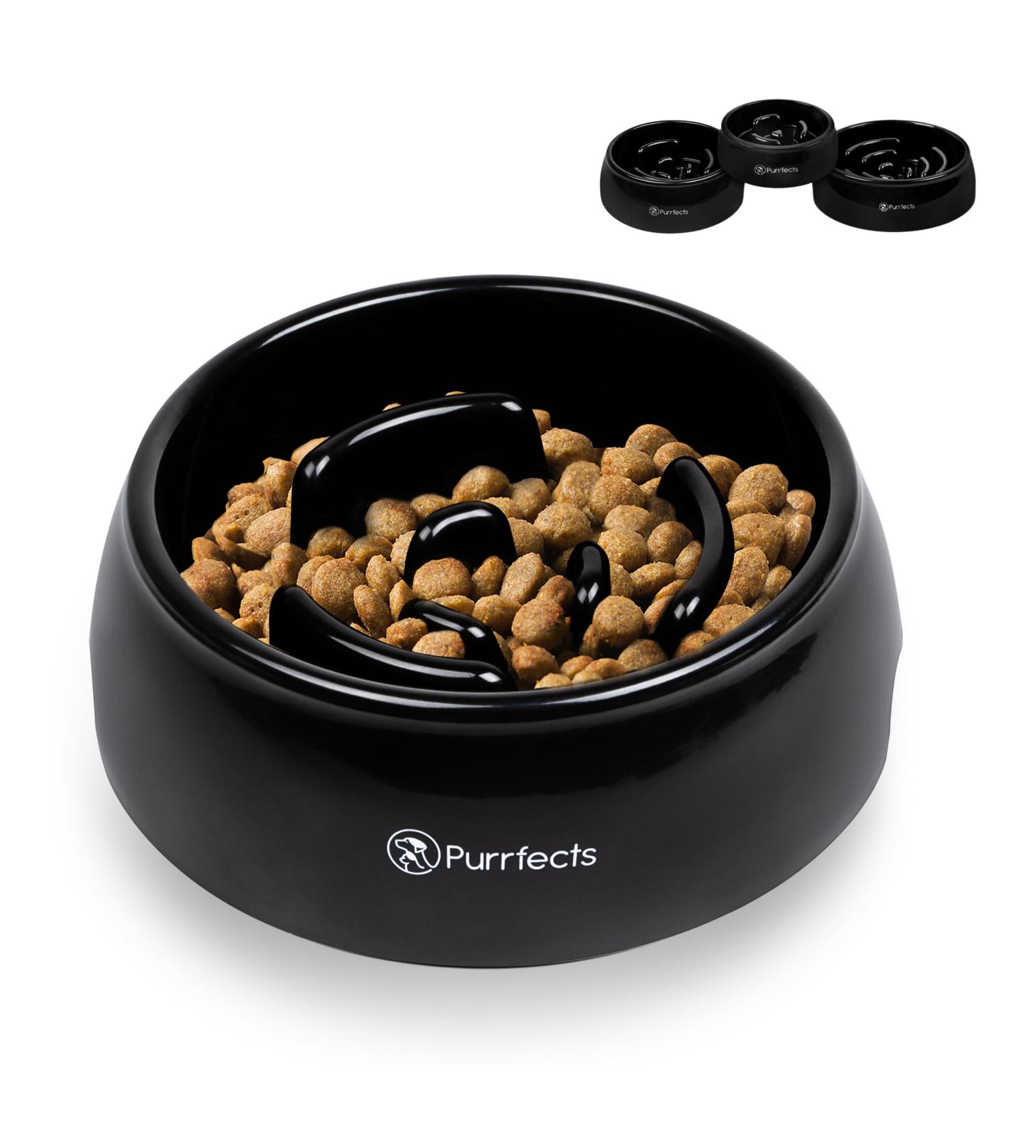 Black Slow Feeder Dog Bowl - Medium Size by Purrfects for Healthy Eating - Buy Online on GoSupps.com