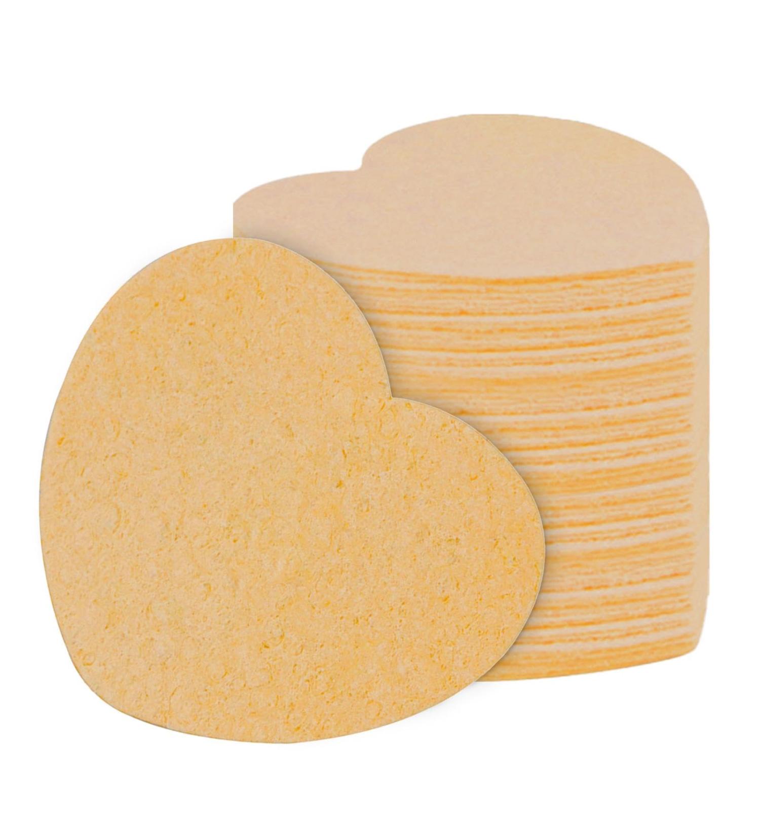 Compressed Facial Sponges Spa Sponges - Heart-Shaped Compressed Face Sponge Natural Sponge Pads - 20 Cosmetic Spa Sponges for Face Washing Deep Cleansing Scrubber skin-coloured - Buy Online on GoSupps.com