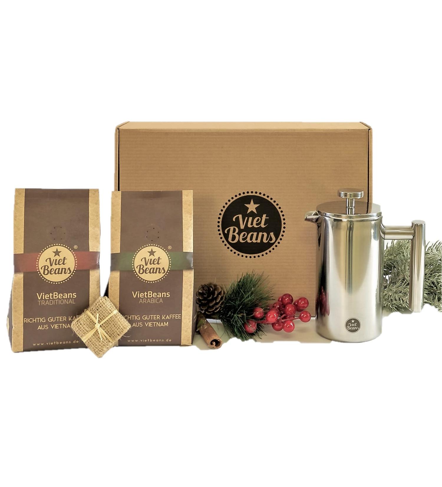 Vietbeans Coffee Gift Set | French Press & Exclusive Whole Bean Coffee - Perfect Gifts for Coffee Lovers - Buy Online on GoSupps.com