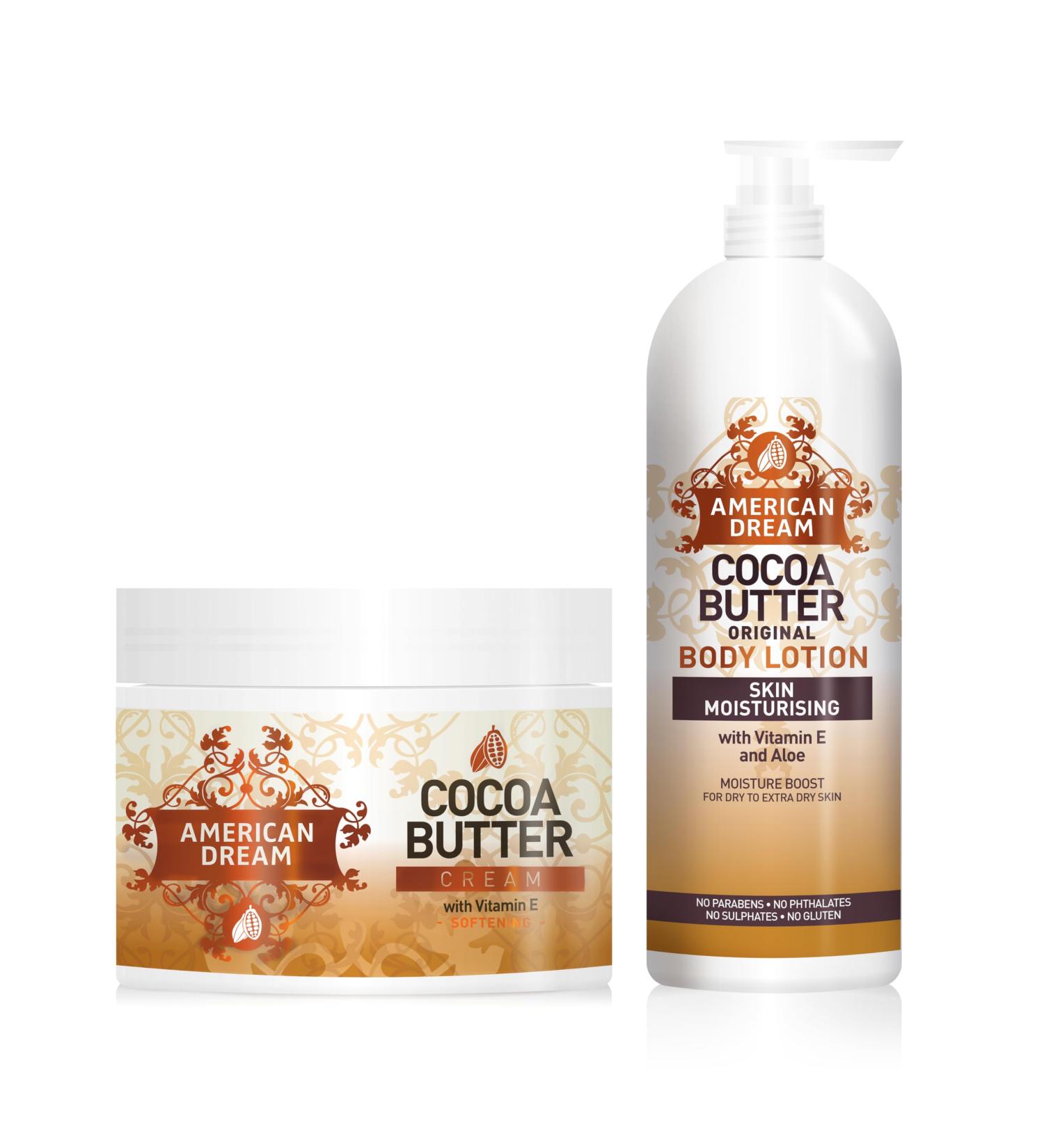 American Dream Original Cocoa Butter Lotion & American Dream Cocoa Butter Cream Set - Buy Online on GoSupps.com