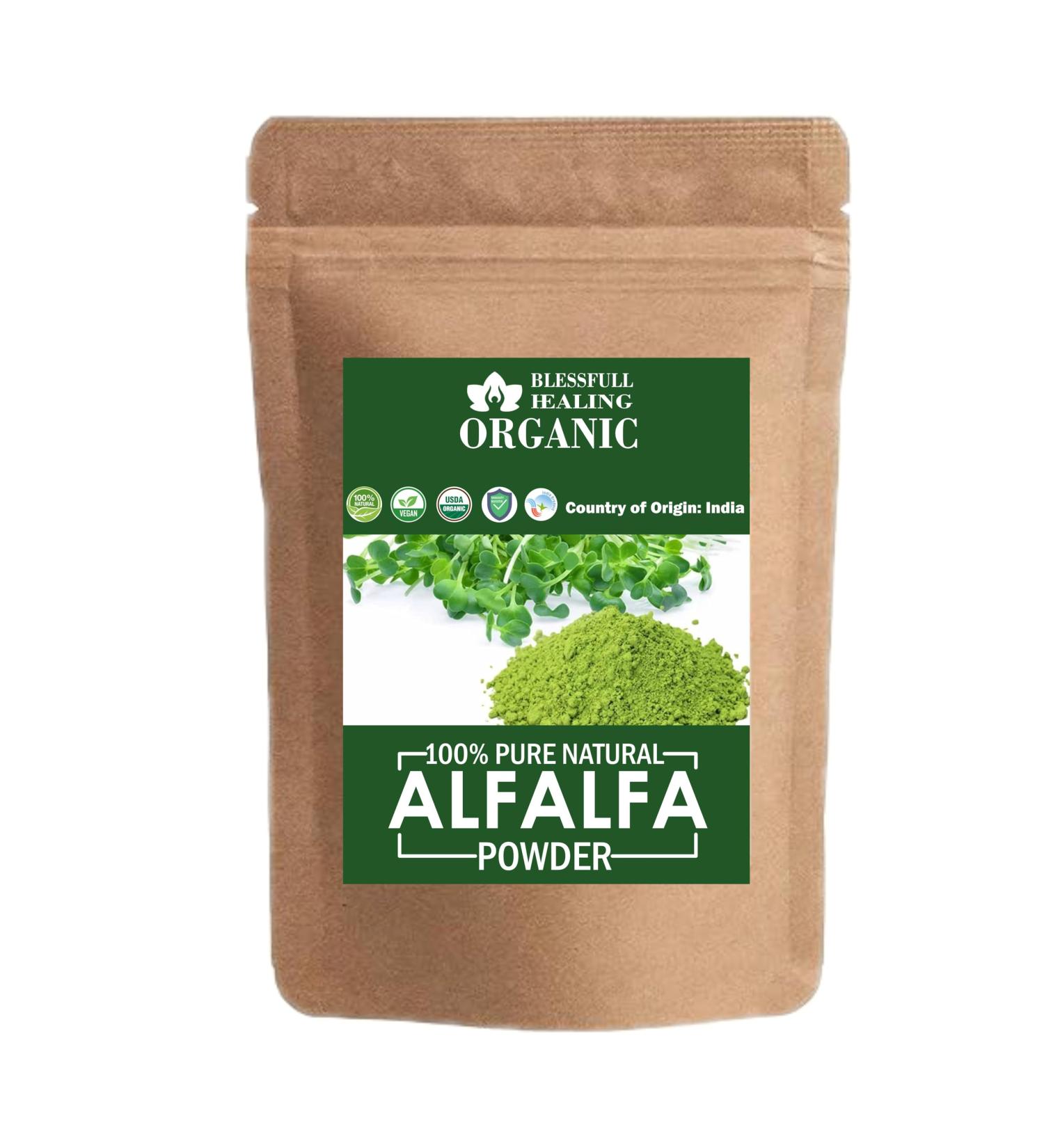 Blessfull Healing Organic 100% Pure Natural Alfalfa Superfood Powder | 300 Gram / 10.58 oz - Buy Online on GoSupps.com
