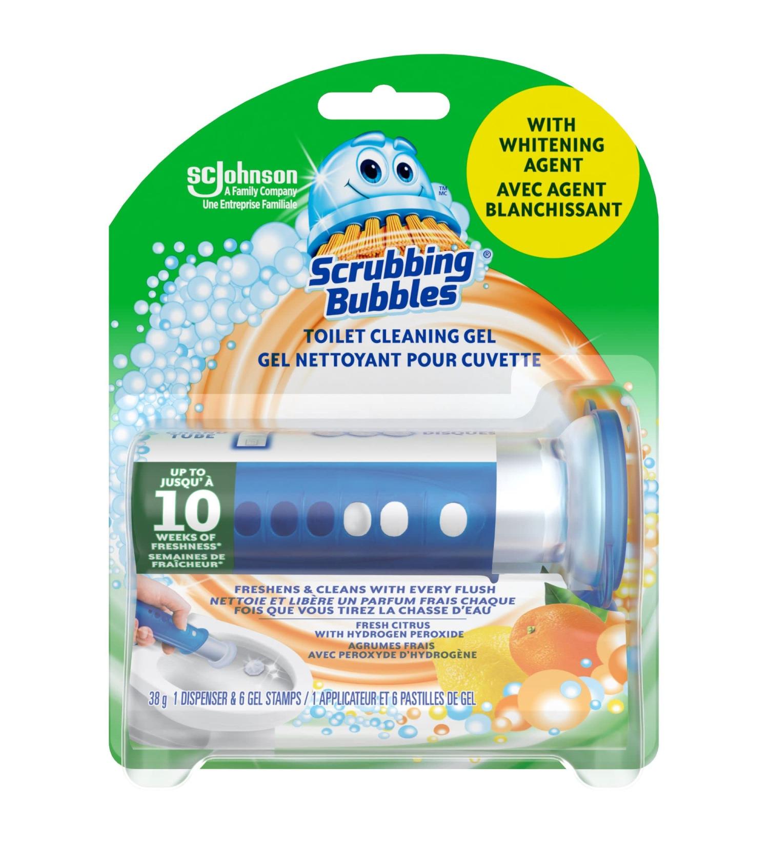 Scrubbing Bubbles Toilet Bowl Cleaner Fresh Gel Toilet Cleaning Stamp Citrus Scent Dispenser with 6 Gel Stamps - Buy Online on GoSupps.com
