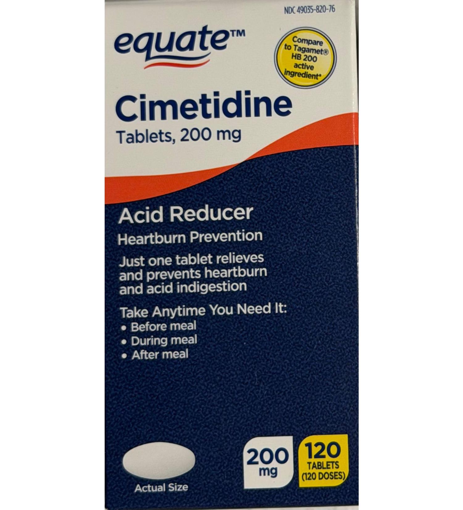 Cimetidine Tablets 200 mg Acid Reducer & Heartburn Medicine 120 Count H2 Blocker for Acid Control Indigestion Relief & Prevention of Heartburn and Sour Stomach