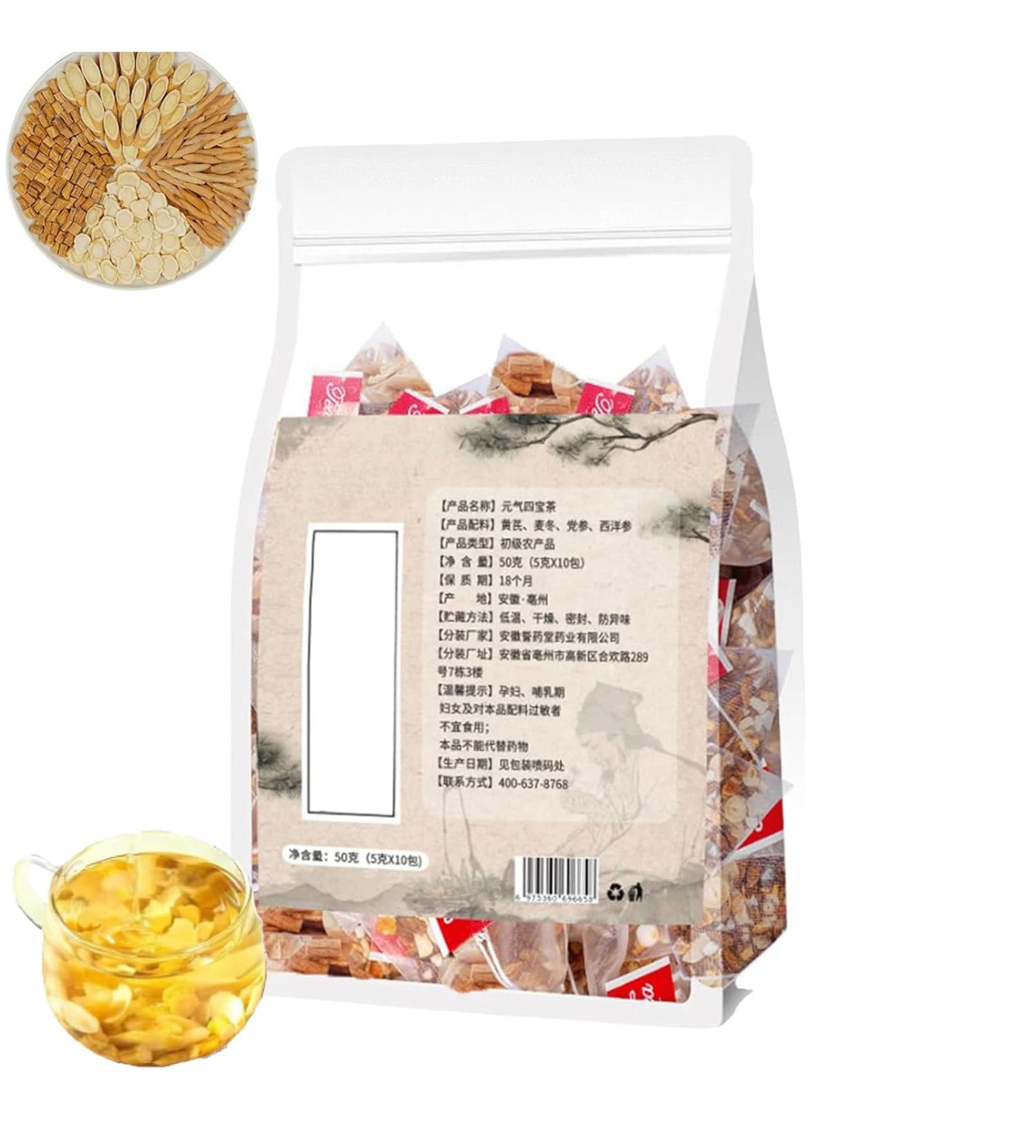 Yuanqi Four Treasures Tea Ginseng Four Treasures Tea for Men Chinese Four Treasures Tea Chinese Kidney Care Tea (1Pcs) - Buy Online on GoSupps.com