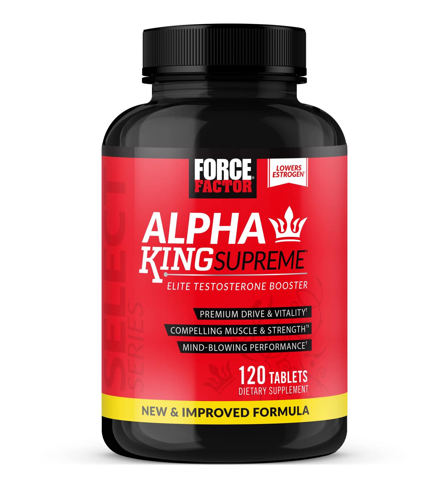 Alpha King Supreme New & Improved Testosterone Booster for Men with Fenugreek Seed & Ashwagandha to Increase Drive & Vitality  Boost Performance  and Build Muscle & Strength  Force Factor  120 Tablets 120 Count (Pack of 1) - Buy Online on GoSupps.com