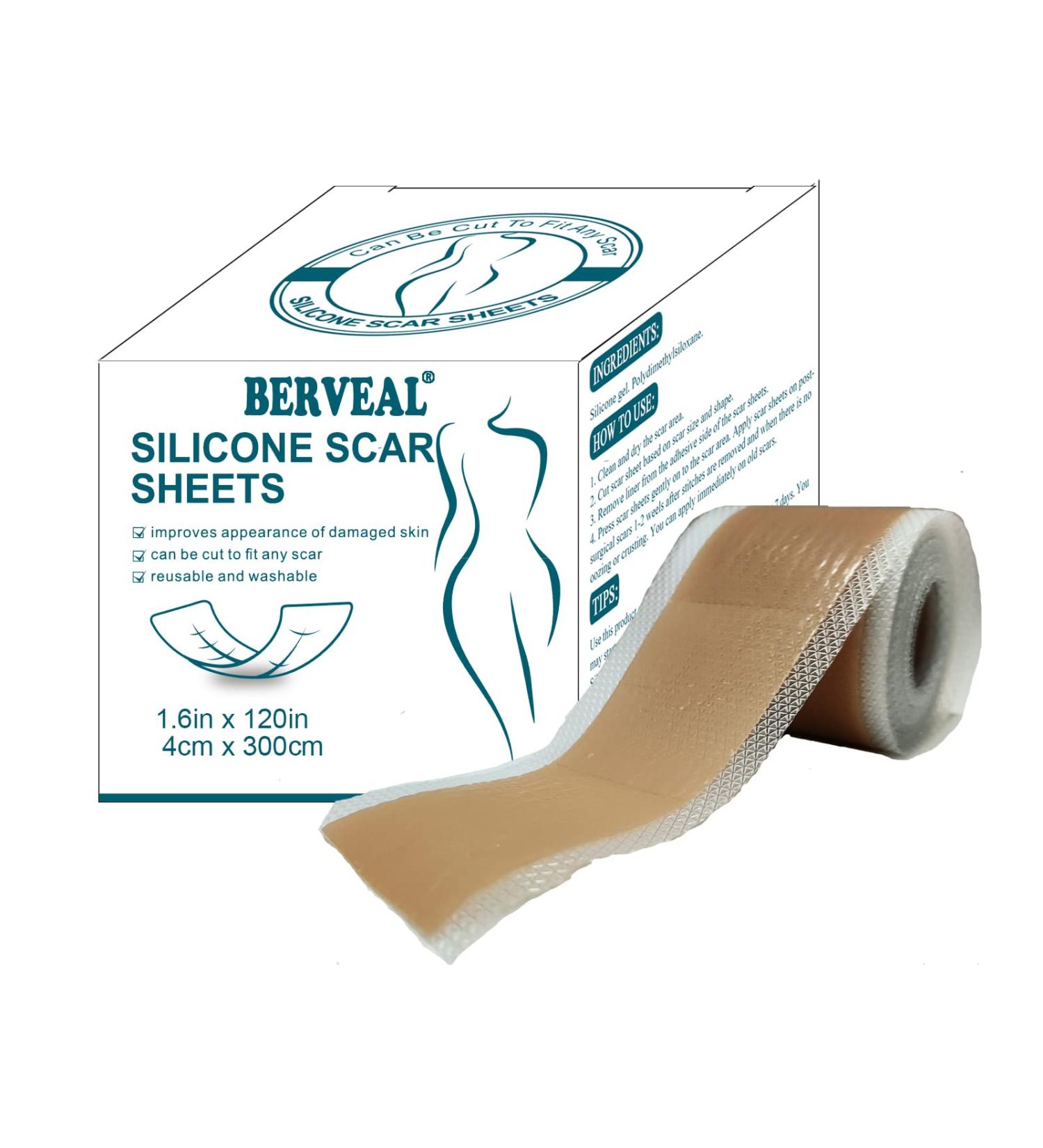 Silicone Scar Tape Roll - Easy-Tear Gel Tape for Surgery Scars - 1.6 x 120 Inch - Medical Grade Silicone Sheets - Wound Dressing for Scar Management - Buy Online on GoSupps.com