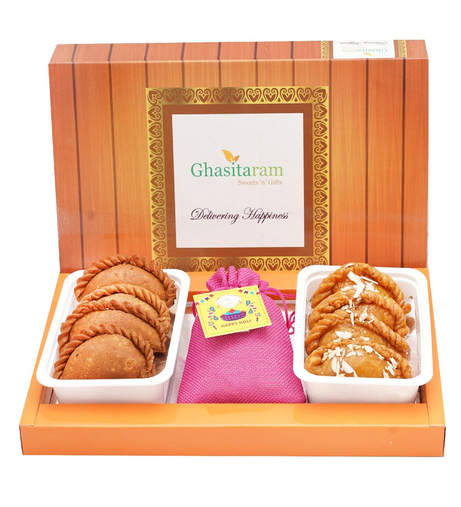 Assorted Box of Gujiyas Dry Sweet Gujiyas and Thandai - Buy Online on GoSupps.com