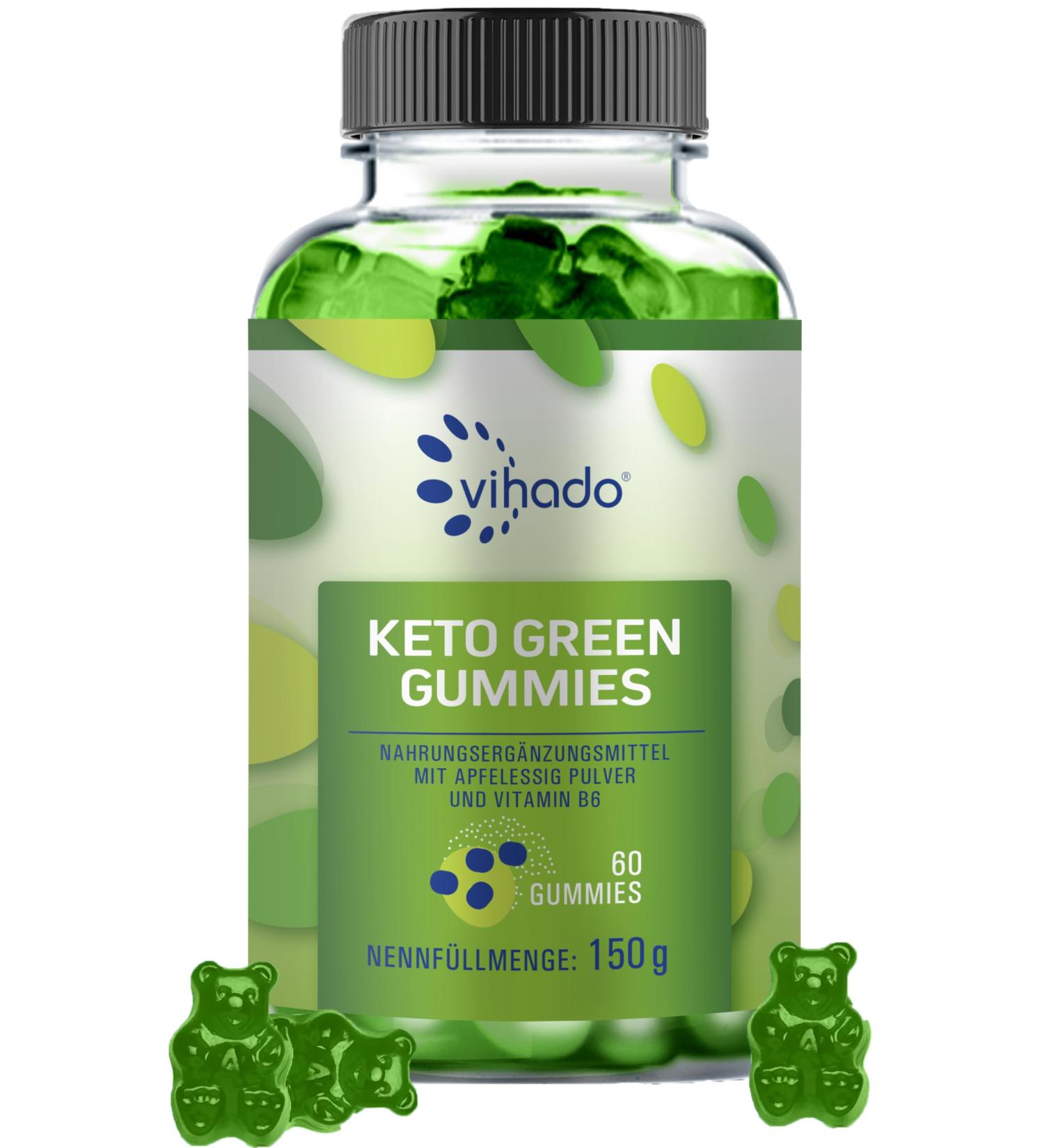 Vihado Keto Green Gummies - 60pcs | Metabolism Boosting Gummy Bears with Vitamin B6 | Best Keto Diet Gummies - Buy Online on GoSupps.com