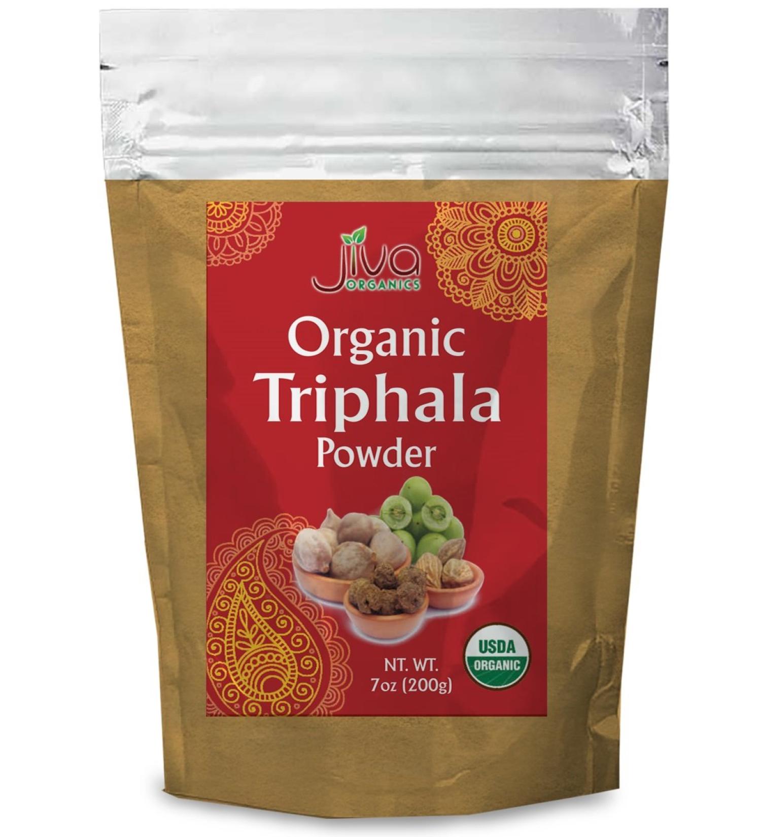 Jiva Organics Organic Triphala Powder 7oz - Amla Bhibitaki Haritaki Fruits Blend | 100% Natural & Non-GMO - Buy Online on GoSupps.com
