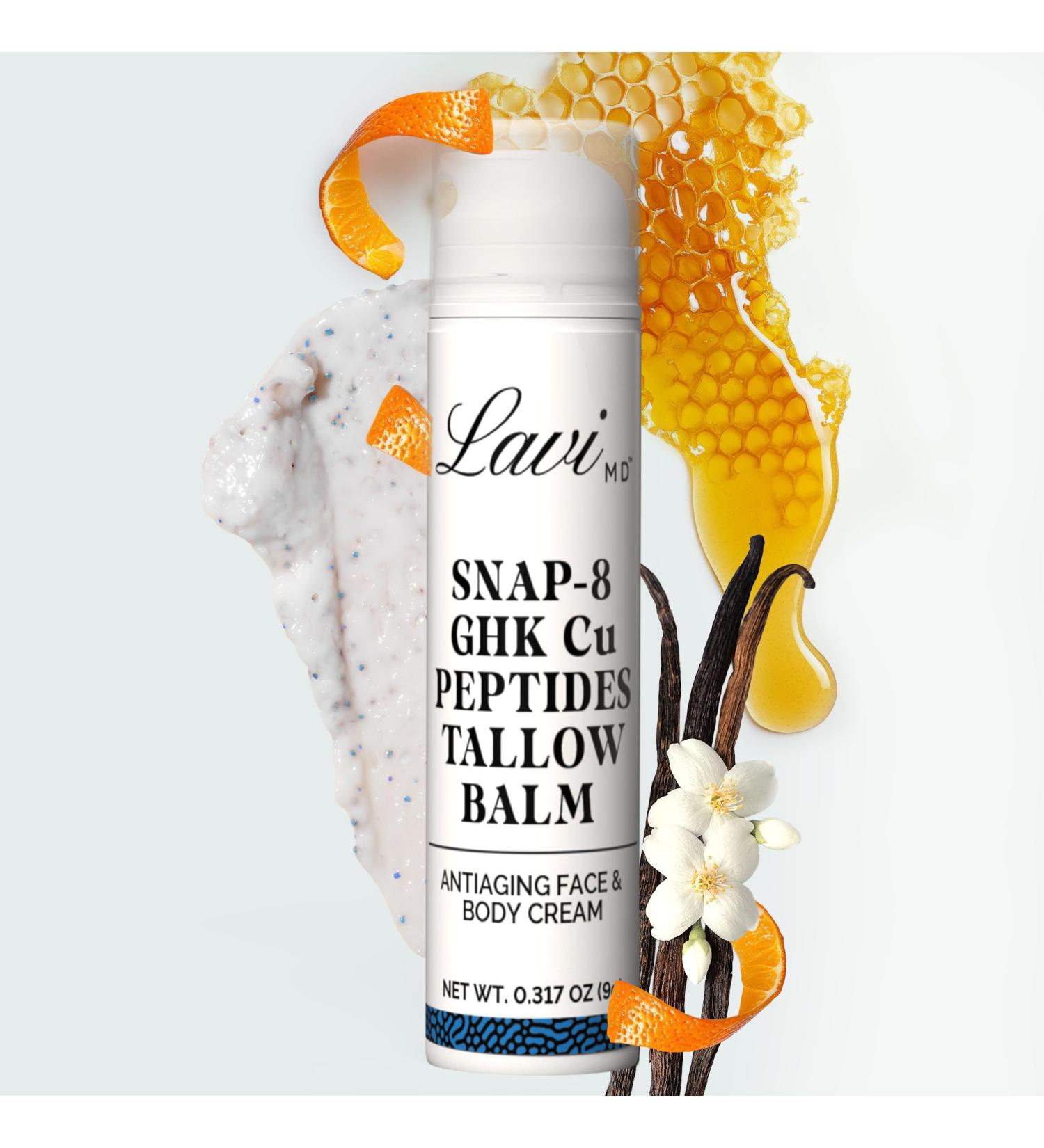 LaviMD Copper Peptide SNA-8 Tallow Balm Grass-Fed Beef Tallow & Peptide Moisturizer for Face Neck & Body Anti-Aging Firming & Hydrating Balm for Sensitive Skin 0.3 oz - Buy Online on GoSupps.com