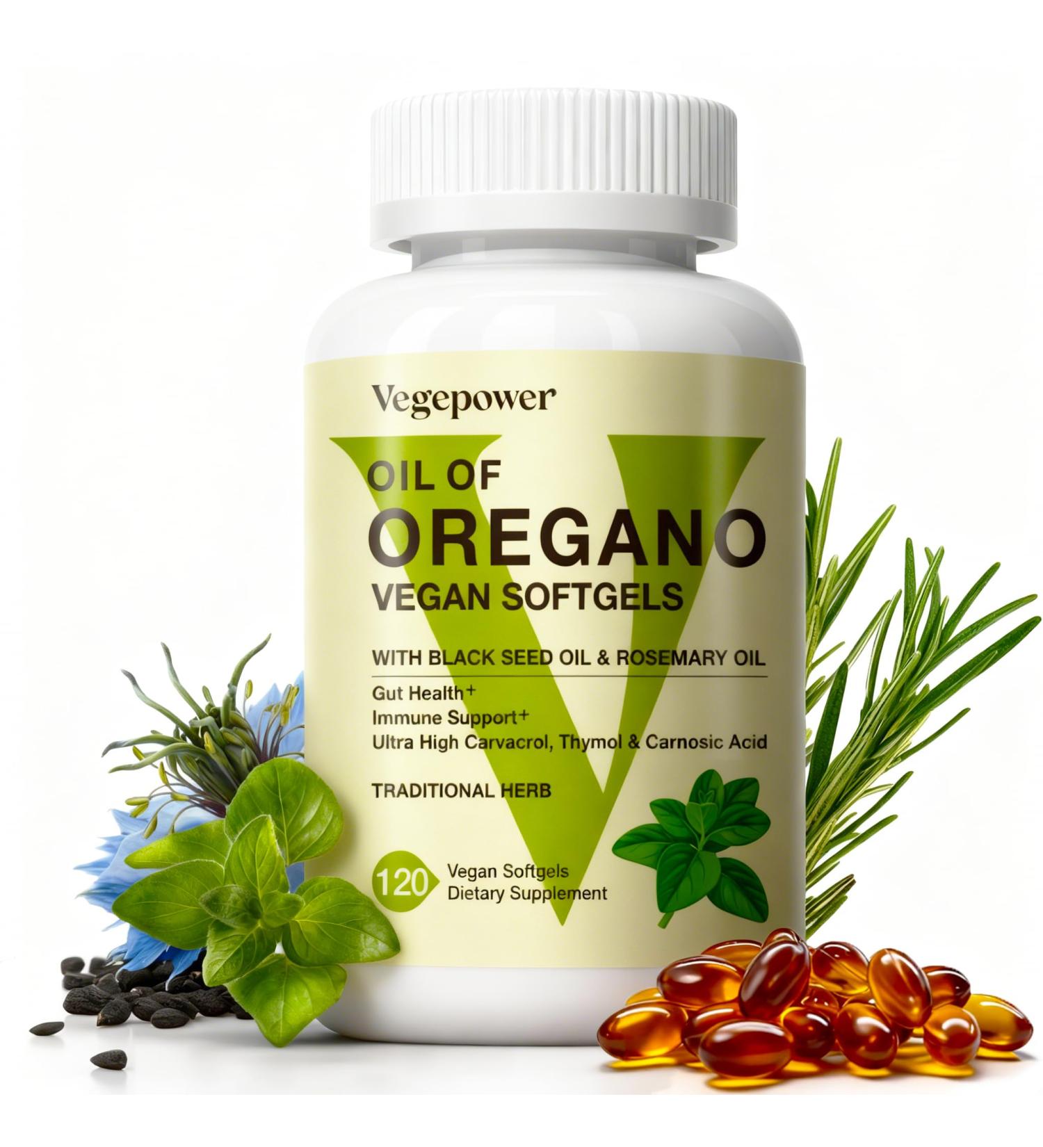 Oil of Oregano Vegan Softgels Oregano Oil with Black Seed Oil & Rosemary 4 in 1 Organic Oregano Capsules Supplement for Immune Support Digestion Health - Wild Non-GMO 120 Ct Oregano 120 Count (Pack of 1) - Buy Online on GoSupps.com