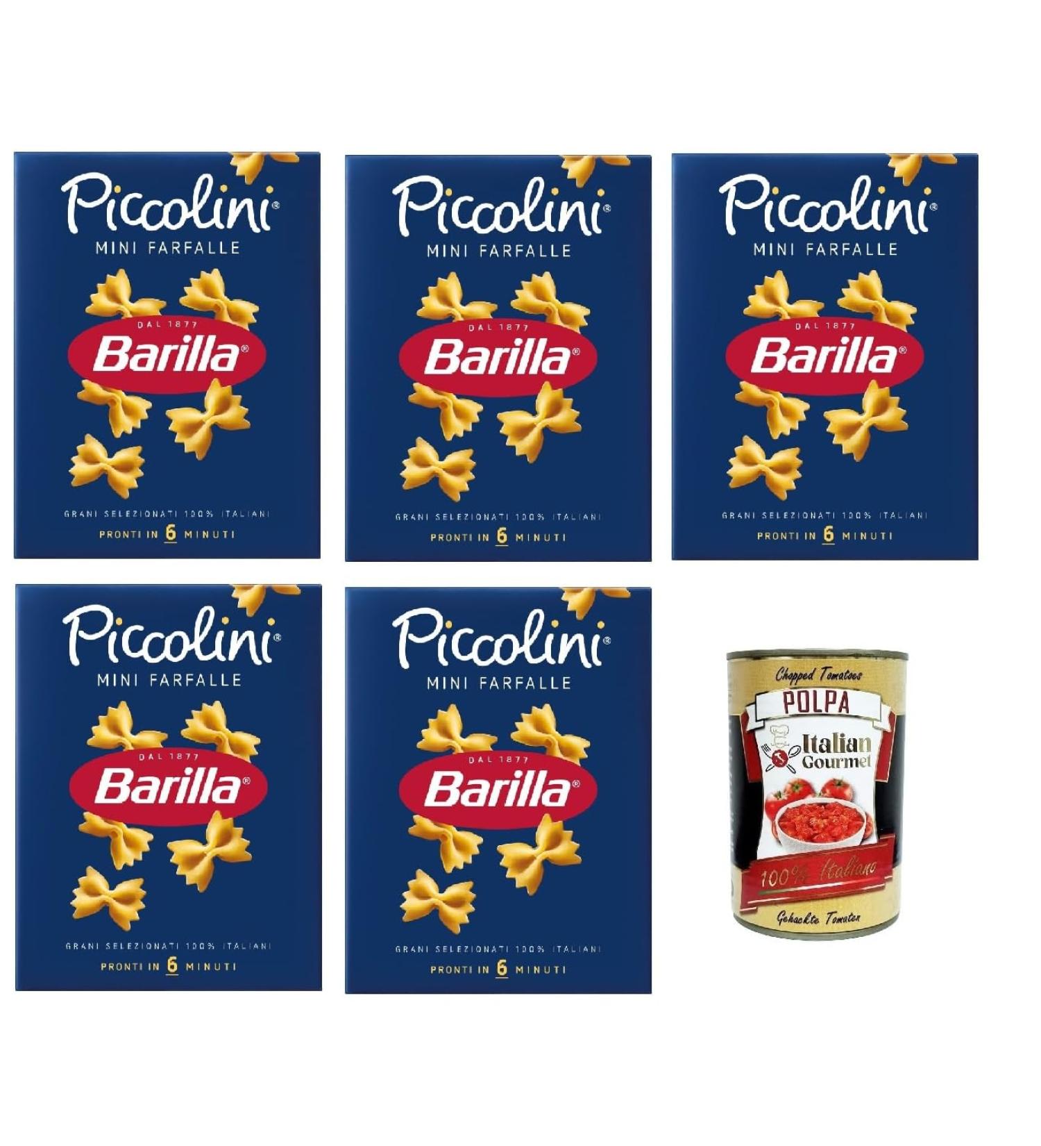  Italian Gourmet E.R. 5 x Barilla Mini Farfalle Pasta 100% Italian Pasta 500g + Italian Gourmet Pulp 400g - Buy Online on GoSupps.com