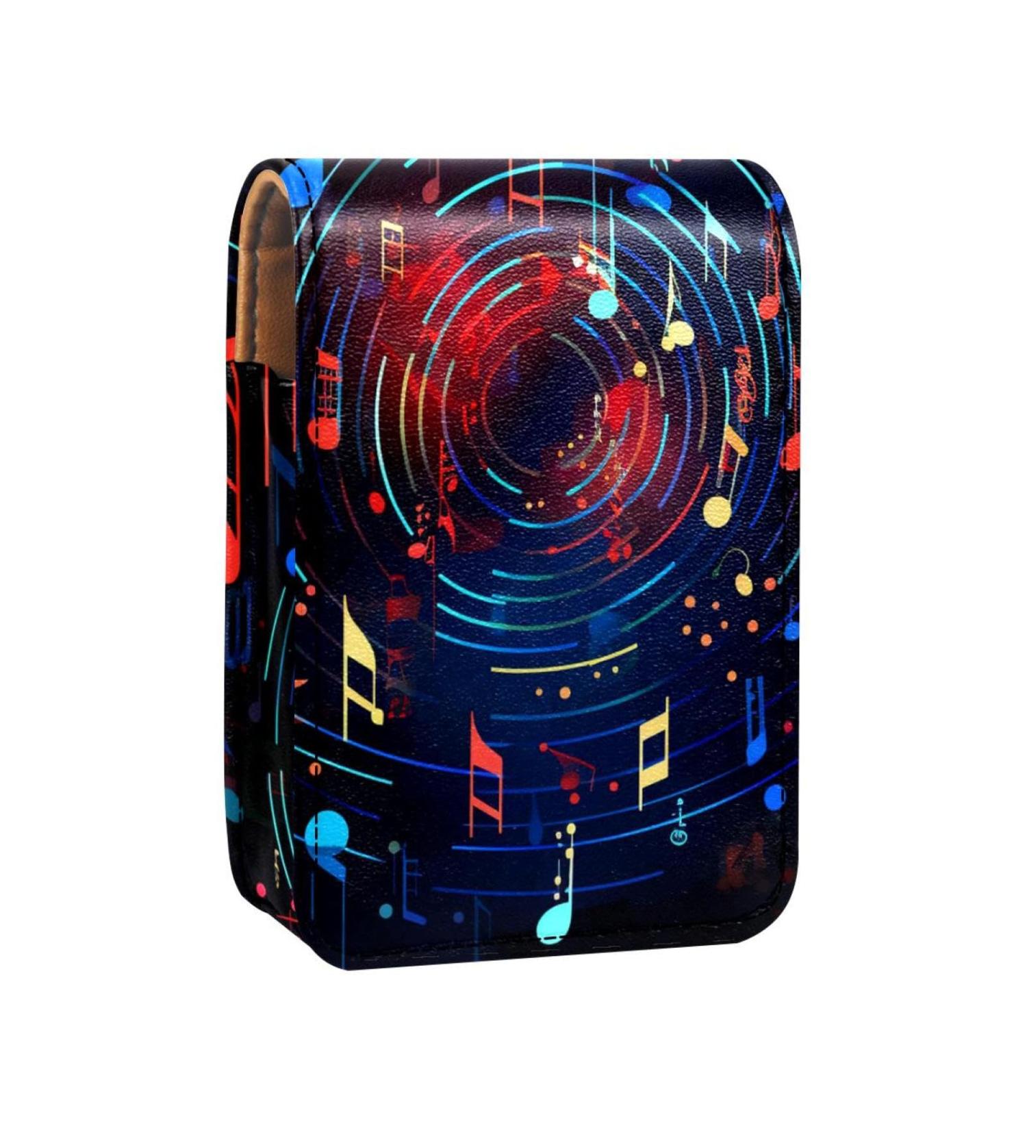 Travel Lipstick Organizer Case - Portable Makeup Bag with Mirror | Colorful Music Note V561d6jrcd | International Shipping Available - Buy Online on GoSupps.com