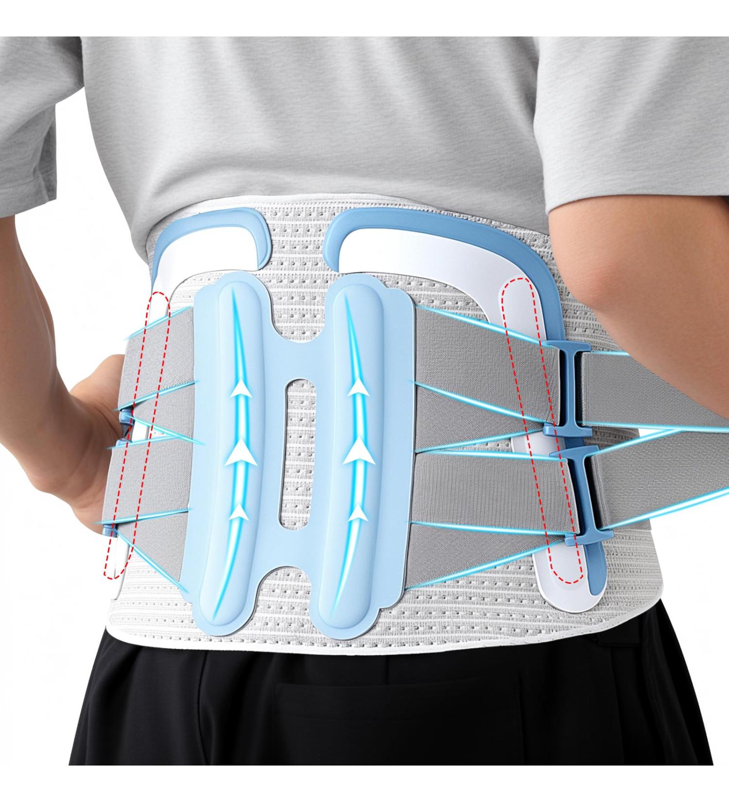 Back Brace for Lower Back Pain - Breathable Lumbar Support Belt for Men & Women - Sciatica Relief | Large Blue - Buy Online on GoSupps.com