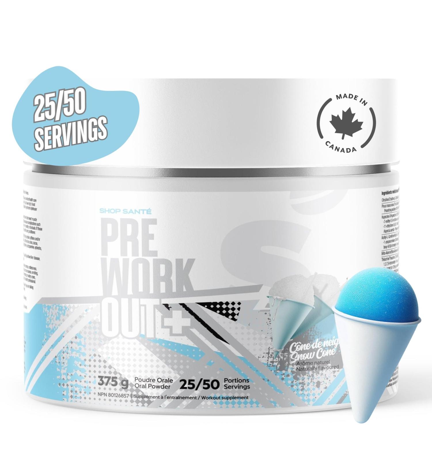 Shop Sante Pre Workout Plus Preworkout Energy Powder 150mg Caffeine Citrulline Beta Alanine Sports Drink Supplement for Men and Women 50 servings - Snow Cone - Buy Online on GoSupps.com