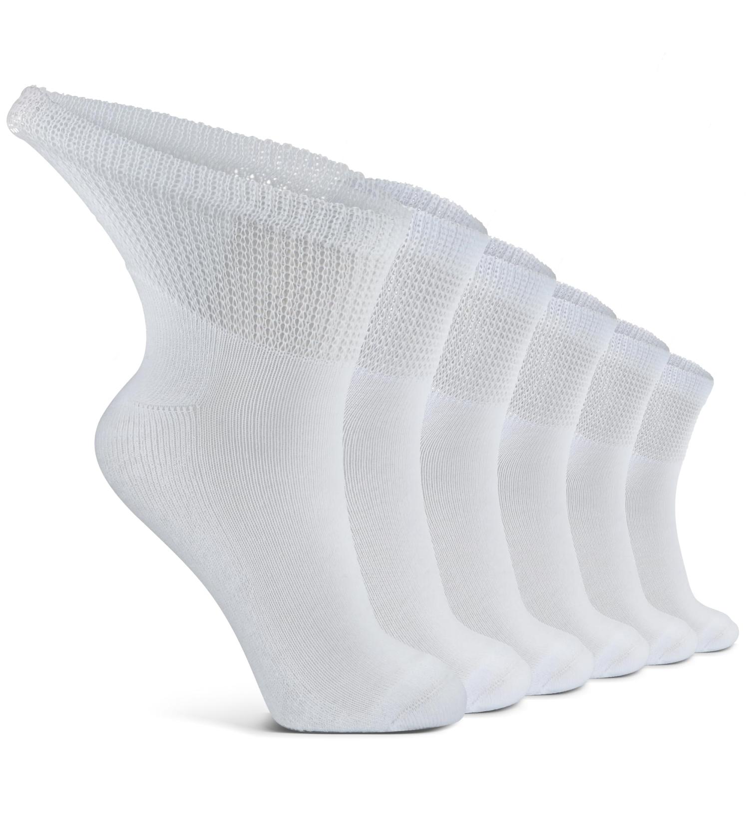 LIN Diabetic Socks for Men & Women - Non-Binding Circulatory Wide Top Quarter Socks (6 Pairs, Size 9-11) - Buy Online on GoSupps.com