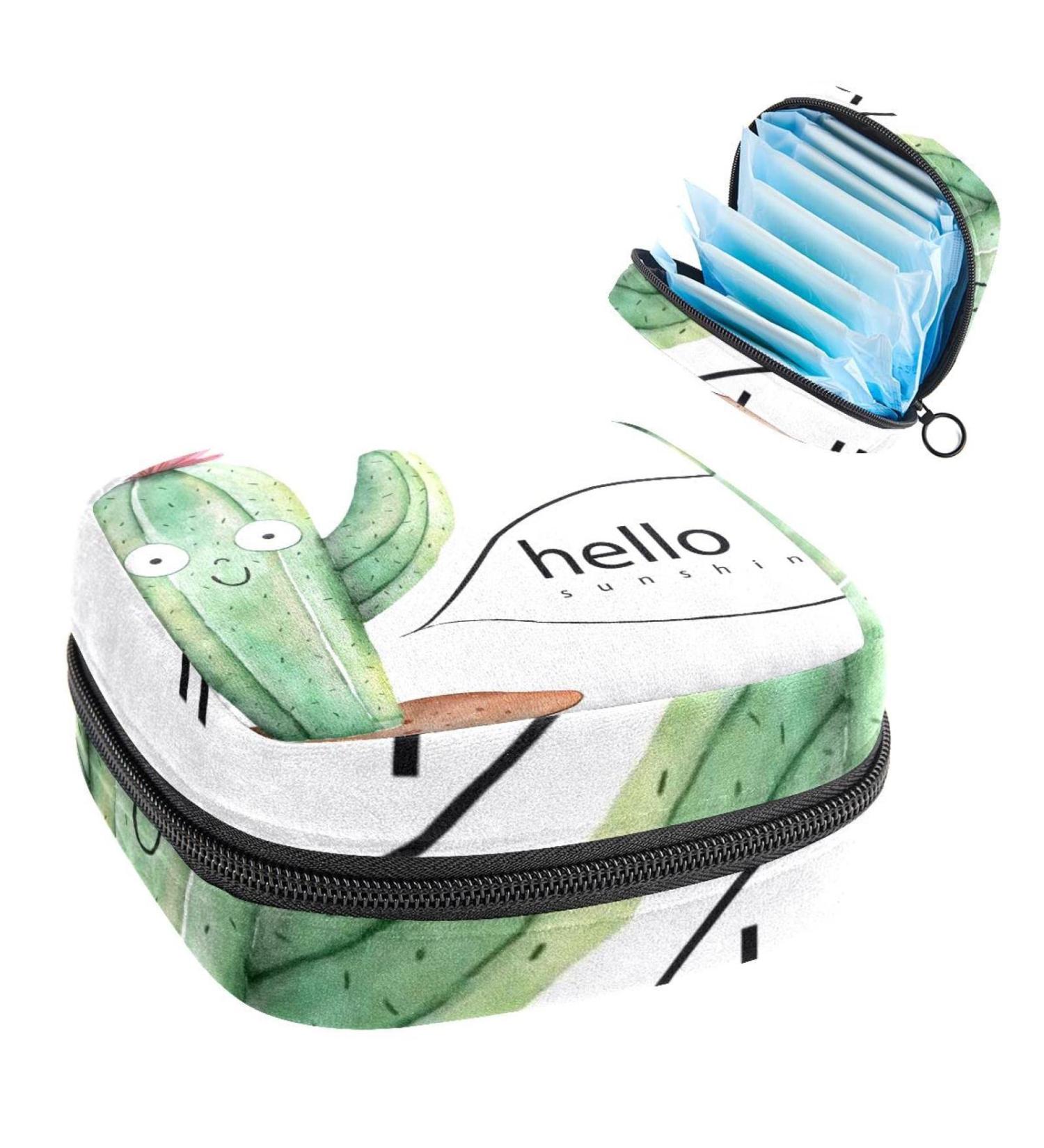 Women's Cactus Botanical Storage Pockets - Portable Period Kit & Feminine Product Bag - Buy Online on GoSupps.com