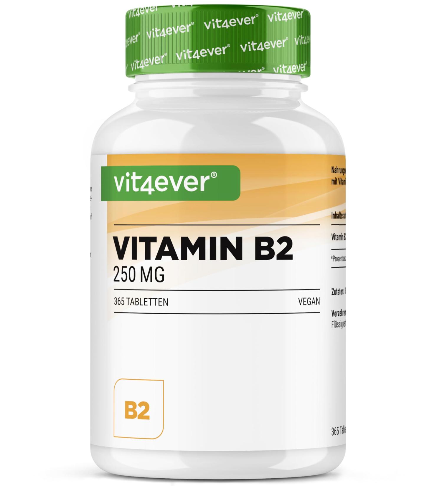 Vitamin B2 (Riboflavin) - 250 mg - 365 tablets - High dose - No unwanted additives - Vegan - Buy Online on GoSupps.com
