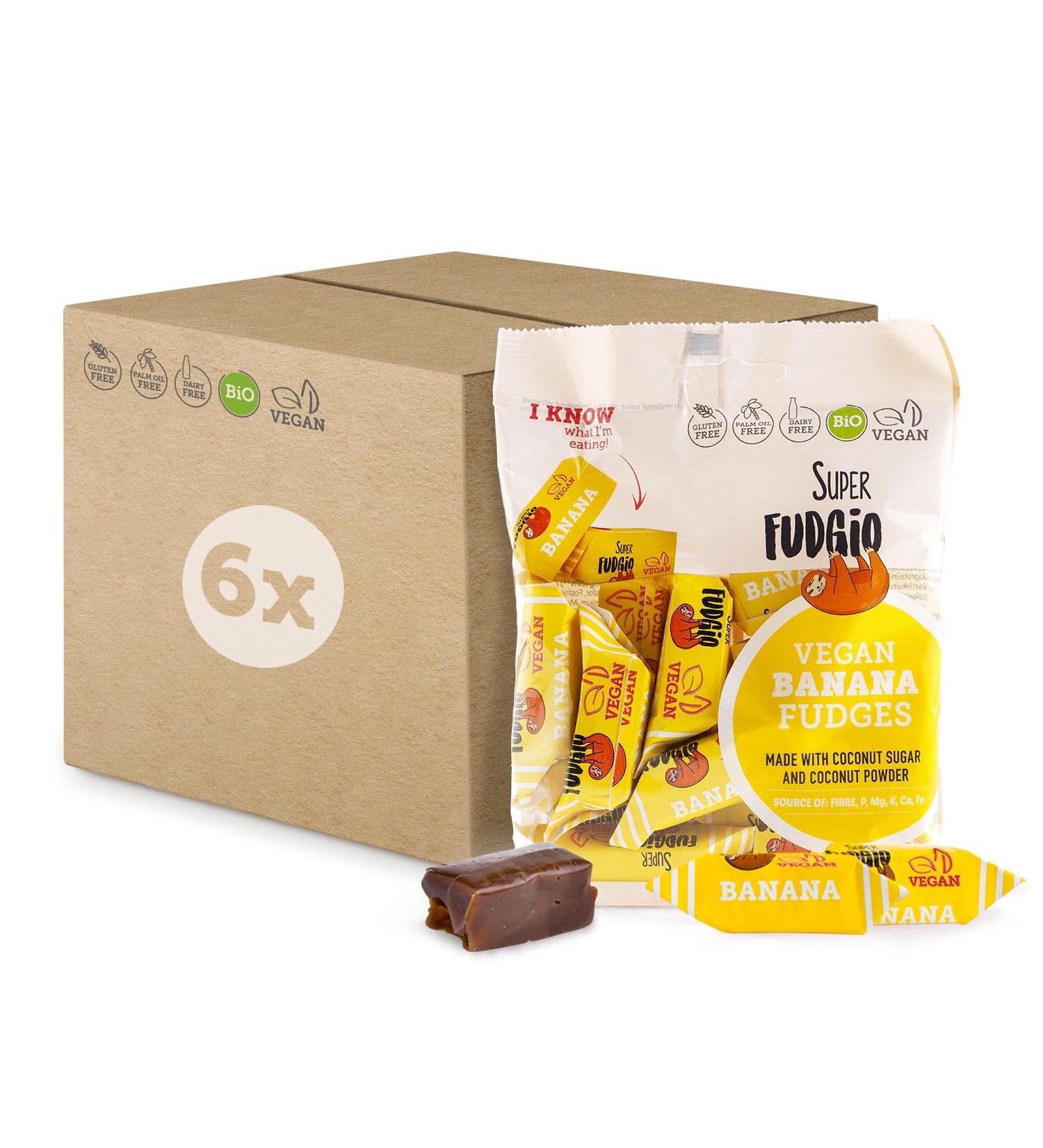 Super Fudgio Organic Banana Candies | Vegan Gluten-Free Palm Oil-Free Caramel | 6x150g Multipack | Coconut Milk & Coconut Sugar - Buy Online on GoSupps.com