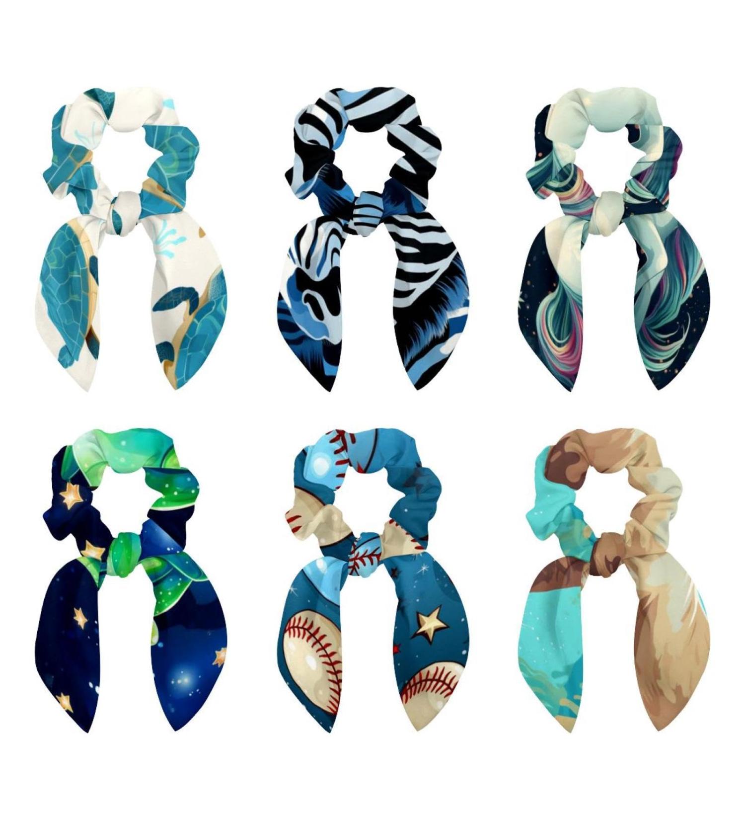 6 Pieces Bow Hair Scrunchies Rabbit Bunny Ear Scrunchies Animal Zebra Pattern Bow Bowknot Scrunchies Bobbles Elastic Hair Ties Ropes Ponytail Holder Accessories for Women Girls Color 9 - Buy Online on GoSupps.com