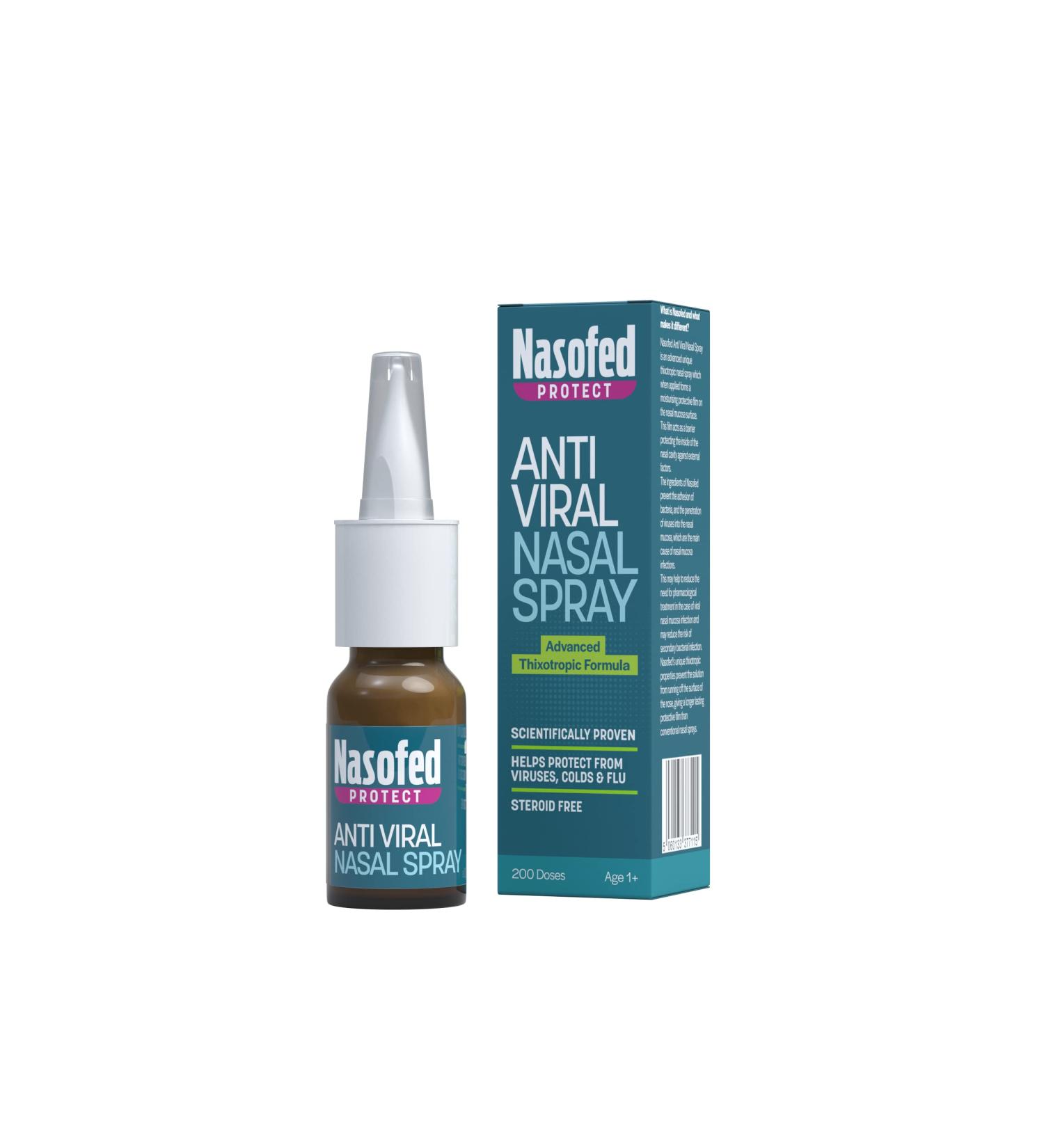 Nasofed Anti Viral Nasal Spray - 4 Hours Protection from Viruses, Colds & Flu - Steroid Free - 10 ml - Buy Online on GoSupps.com