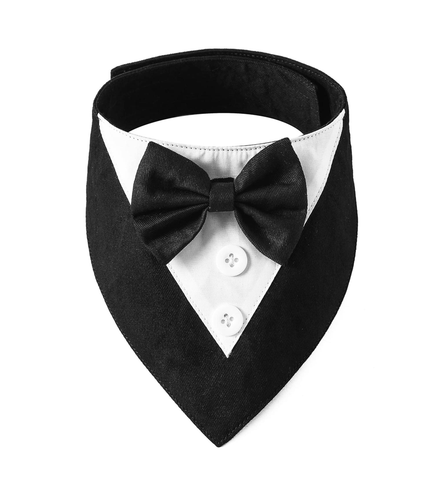 ADOGGYGO Formal Dog Tuxedo Bandana with Bowtie for Medium Large Dogs - Black - Buy Online on GoSupps.com