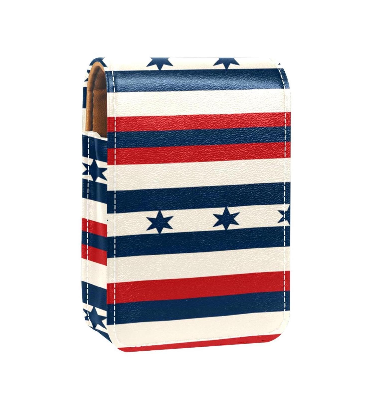 Buy American Stars Leather Lipstick Case - Mini Organizer with Mirror | Ideal Lip Gloss Holder - Buy Online on GoSupps.com