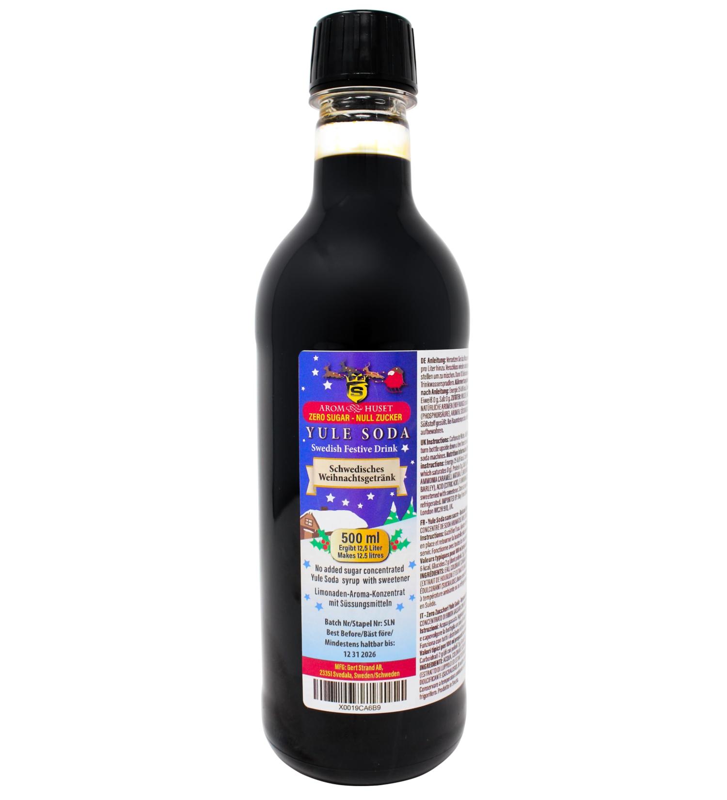 Zero Sugar Swedish Yule Julmust Soda Syrup Concentrate 500ml - Sugar-Free Soft Drink Concentrate with Hops and Malt Flavor - Makes 12.5 Litres - Buy Online on GoSupps.com
