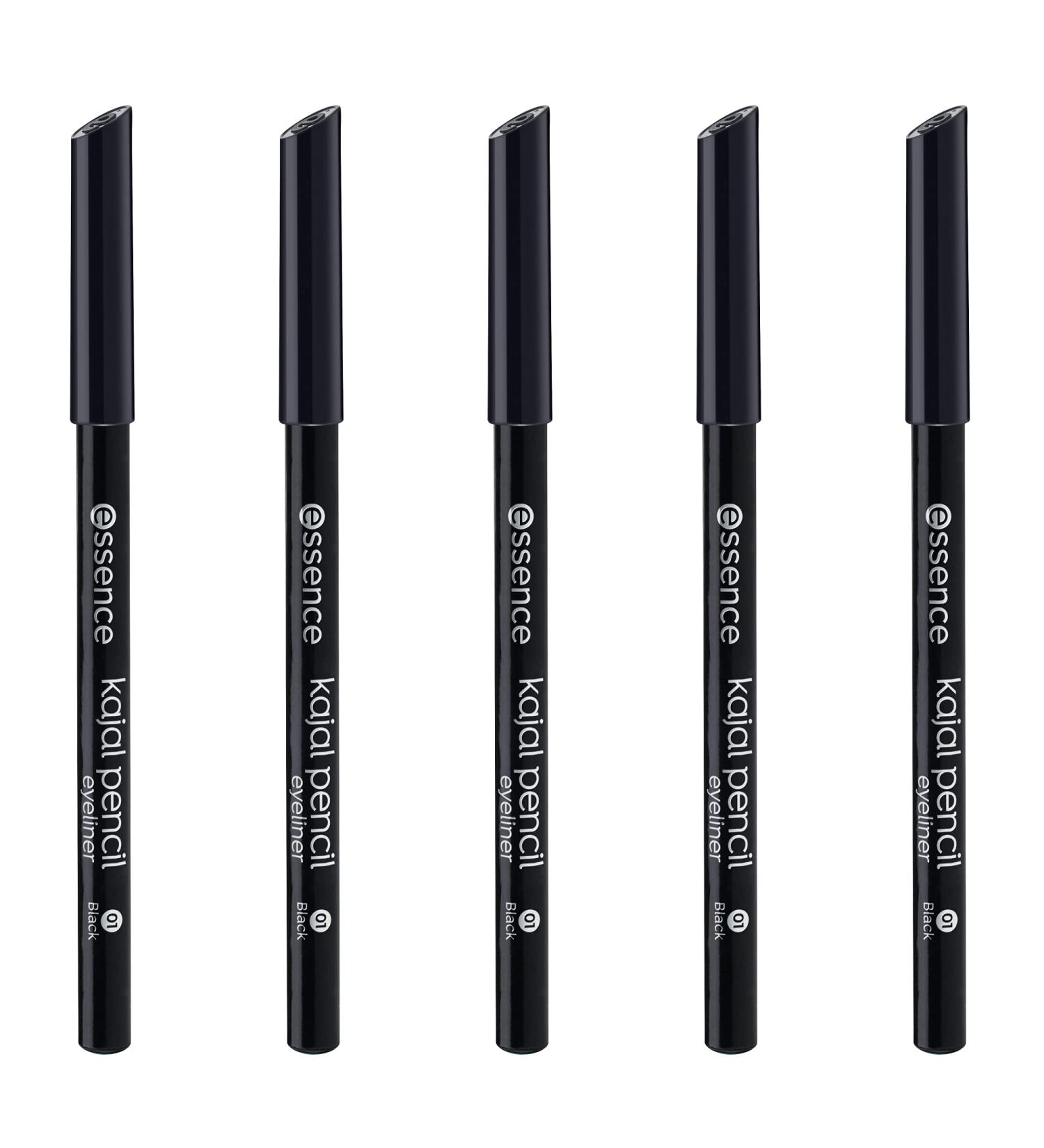 Essence Kajal Pencil No. 01 Black - Long-Lasting Vegan Eyeliner (5-Pack) | Microplastic & Perfume Free - Buy Online on GoSupps.com
