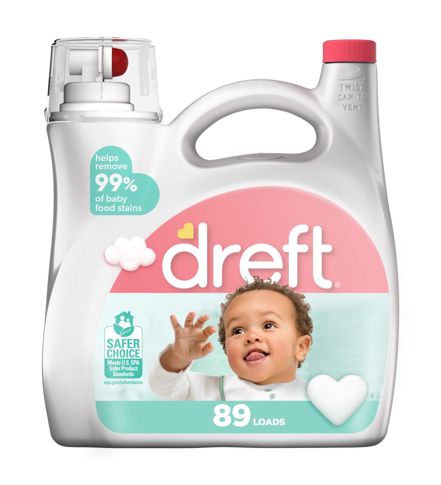 Dreft Stage 2 Active Baby Liquid Laundry Detergent - 128 Fl Oz | 89 Loads - Removes 99% of Baby Food Stains - Buy Online on GoSupps.com