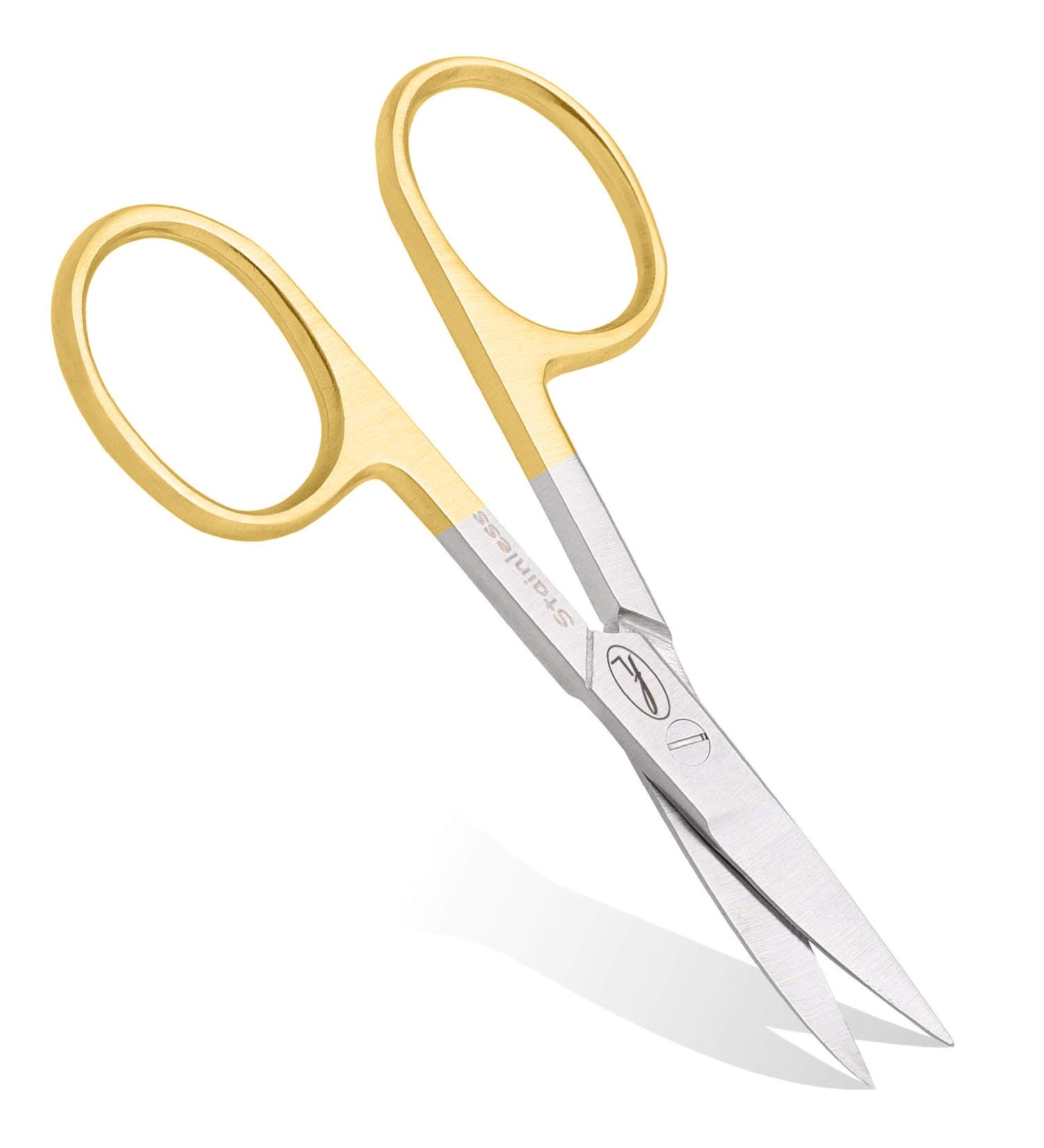 Thick Curved Gold Nail Scissors - Stainless Steel Manicure Tool for Men & Women - Ideal for Nails, Cuticles, Hair & Beard Grooming - Buy Online on GoSupps.com
