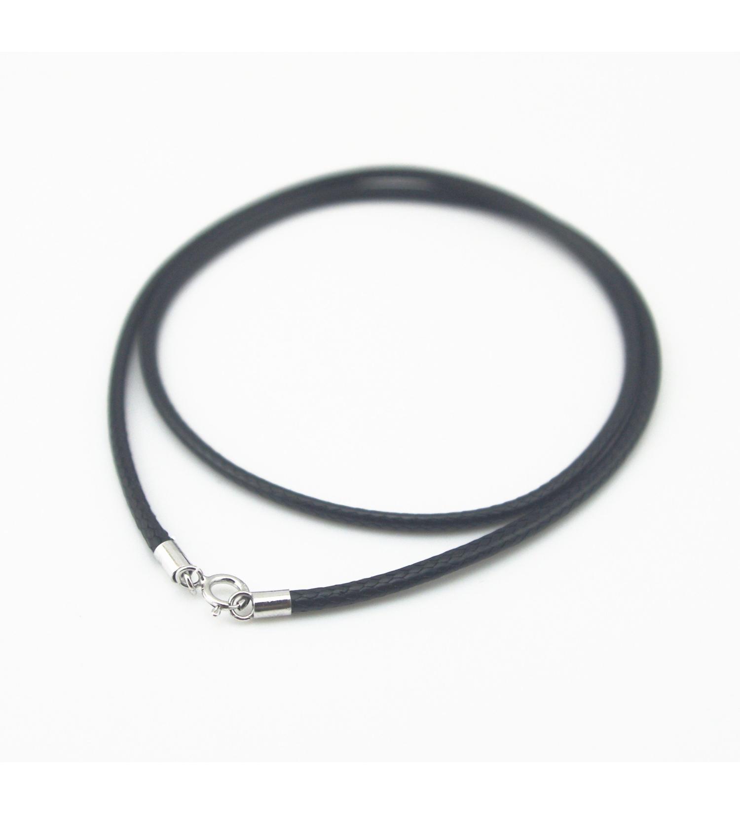 Glory Qin Black Silk Braided Rope Chain 925 Silver Plated Clasp Necklace - 1.0mm x 20 Inches - Buy Online on GoSupps.com