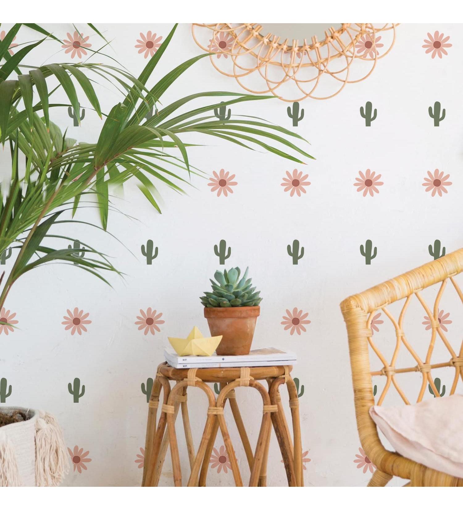 Funlife Daisy and Cactus Wall Decal - Peel and Stick Kids Wall Art for Nursery and Bedroom - Buy Online on GoSupps.com