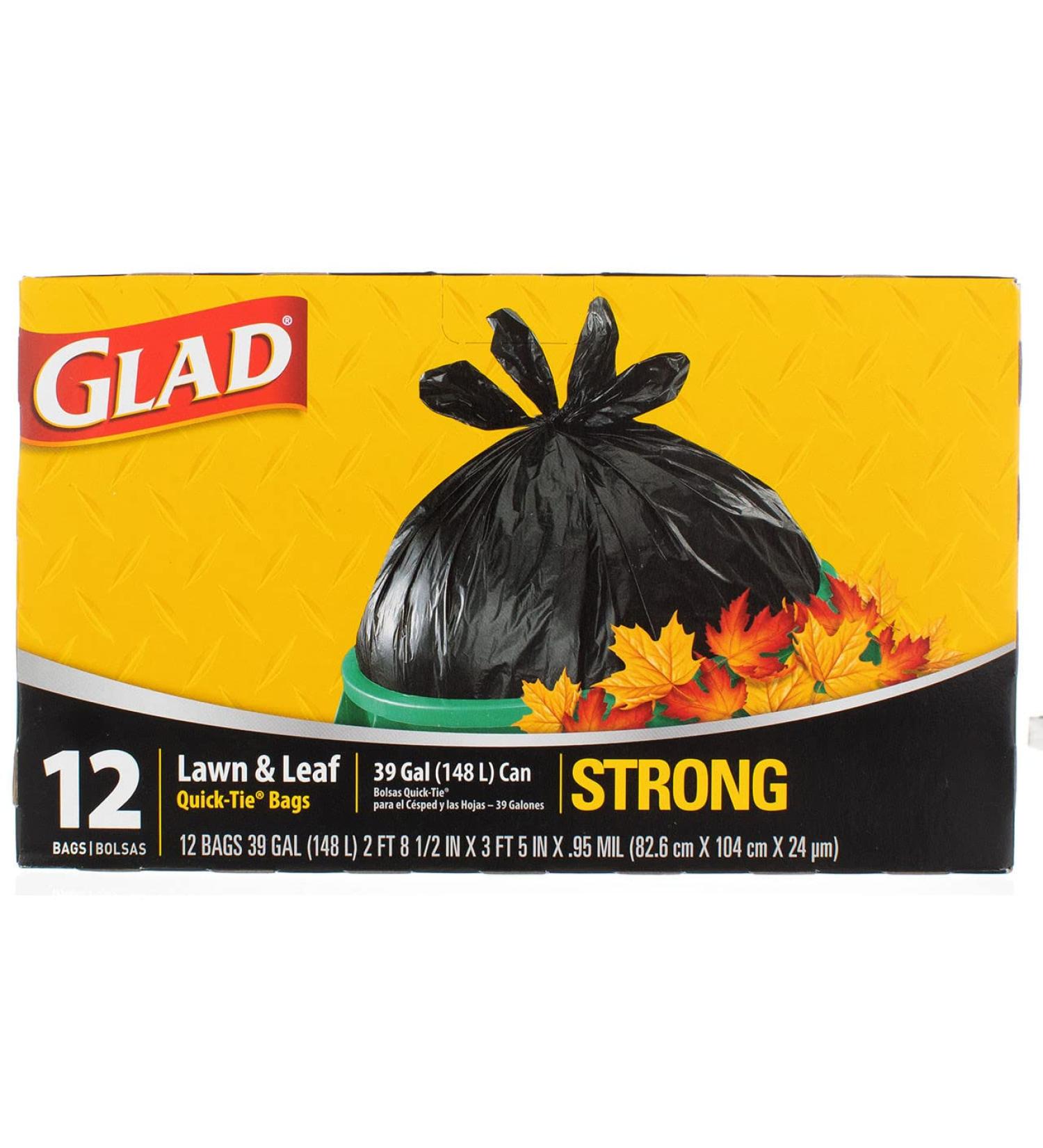 Glad 39 Gallon Quick Tie Lawn & Leaf Bags - 12 Pack - Multiple Buying Options Available - Buy Online on GoSupps.com