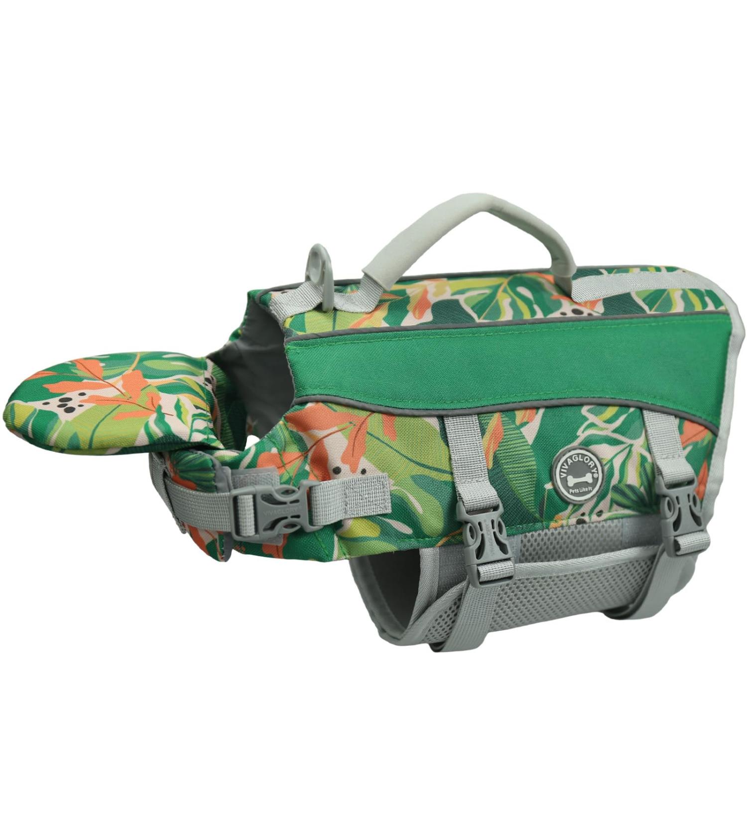 Vivaglory Dog Rescue Vest with Removable Front-Wheel Drive - Reflective Comfortable for Swimming & Boating - Green Size S (43-53cm Chest) - Buy Online on GoSupps.com