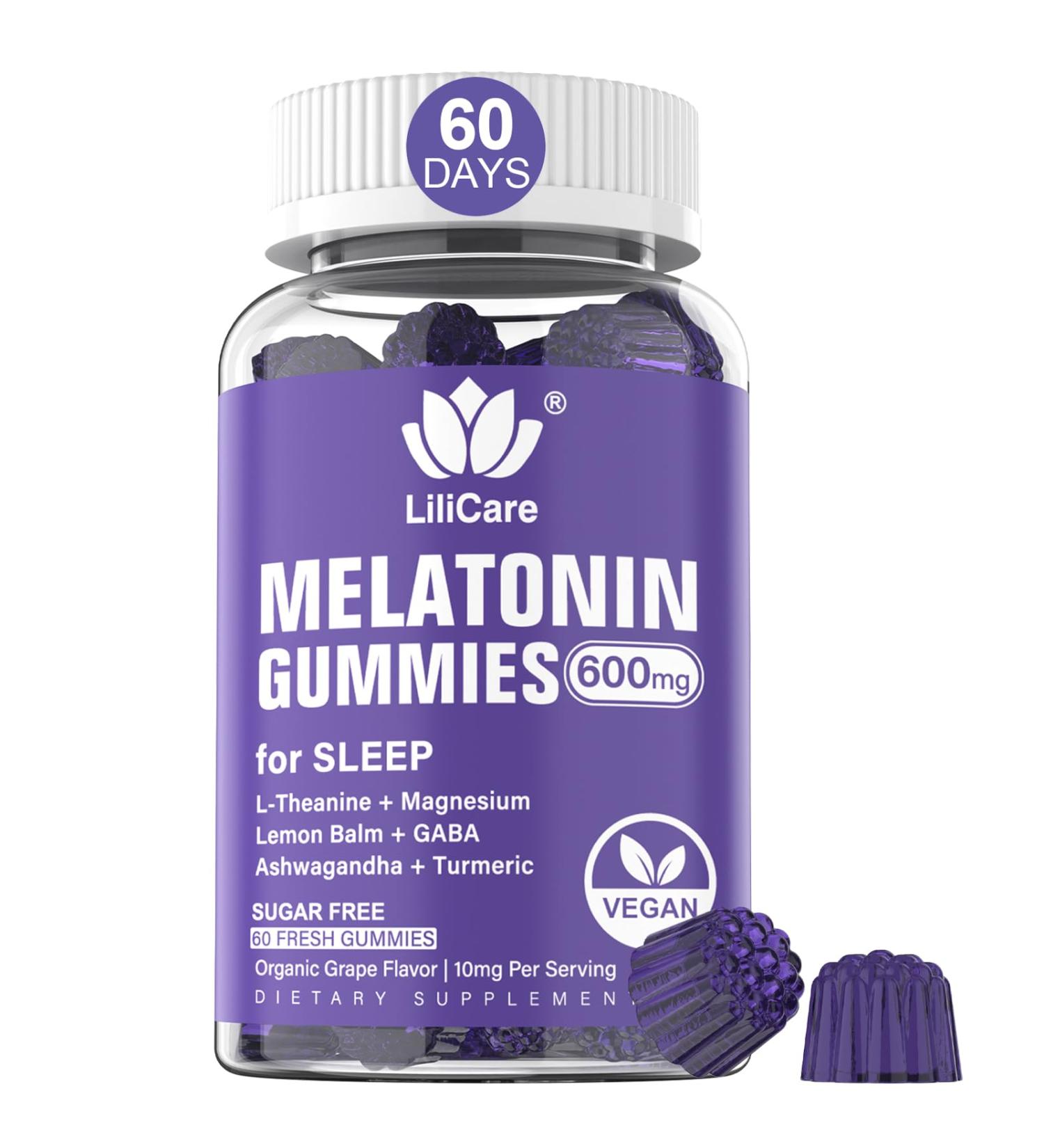 Melatonin Gummies 10mg 20mg for Adults, Extra Strength with L-Theanine, Ashwagandha, Magnesium, Turmeric, GABA, Lemon Balm and Chamomile for Supports Health Circadian Rhythm, Vegan Grape Flavor 60 Count (Pack of 1) - Buy Online on GoSupps.com