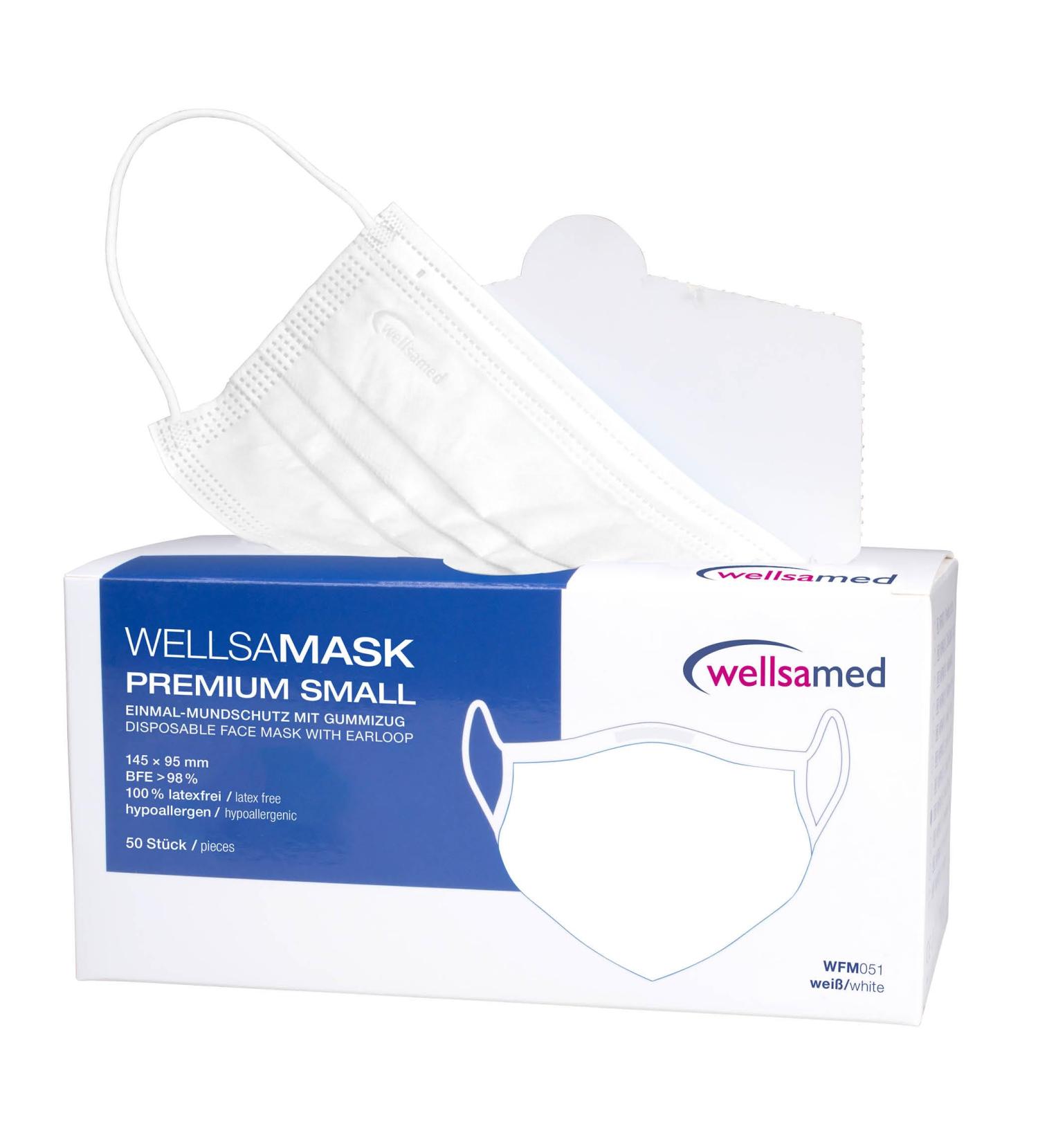 Wellsamed Wellsamask - 50 Piece Small White Face Masks with Elastic Bands for Comfortable Fit - International Shipping Available - Buy Online on GoSupps.com