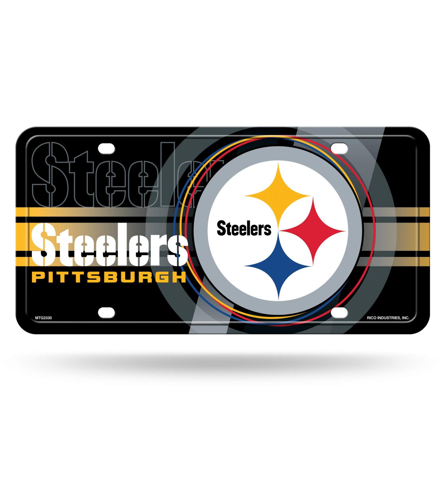 NFL Pittsburgh Steelers Black Metal License Plate Tag - 6 x 11.5 inches - Buy Online on GoSupps.com