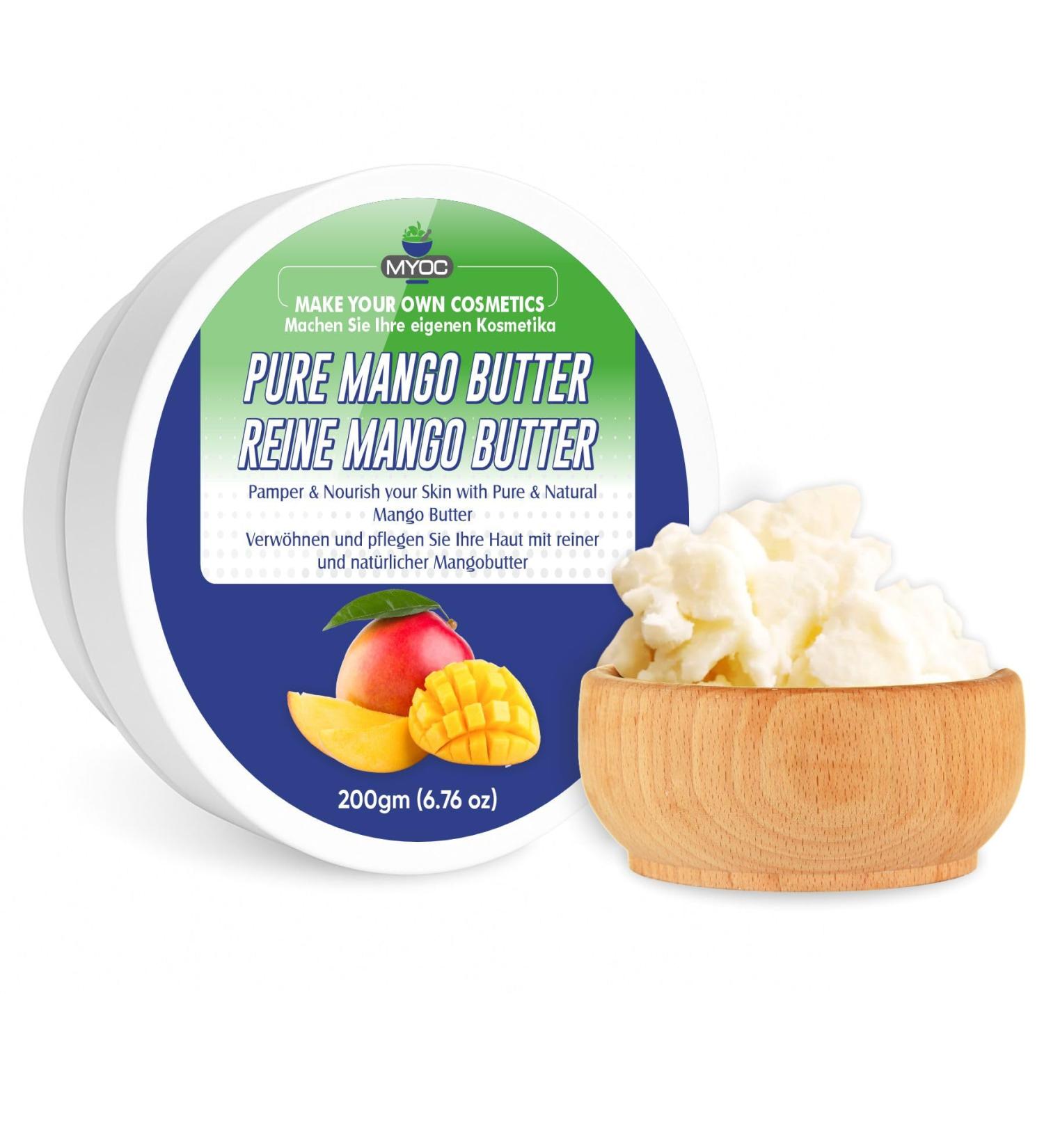  MYOC Mango butter - cosmetic grade | Soft non-greasy butter for DIY skincare haircare and body care formulations | For creams balms and conditioners - 200 g / 7.05 oz - Buy Online on GoSupps.com
