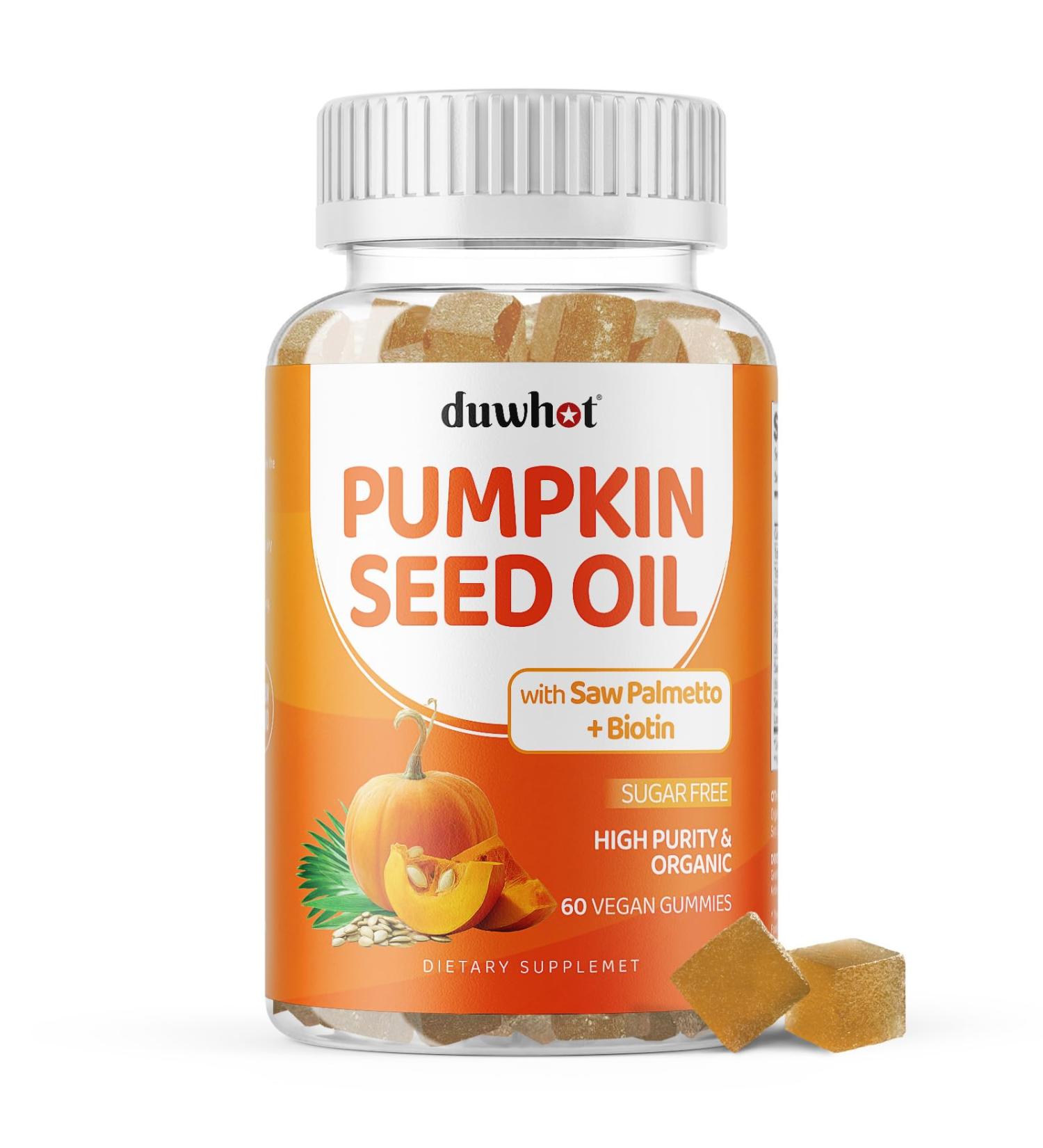 Pumpkin Seed Oil Gummies Organic Pumpkin Seed Oil Supplements with Saw Palmetto Biotin for Skin & Hair Growth Cold Pressed Pumpkin Seed Extract with Stinging Nettle for Prostate Health Vegan 60 - Buy Online on GoSupps.com