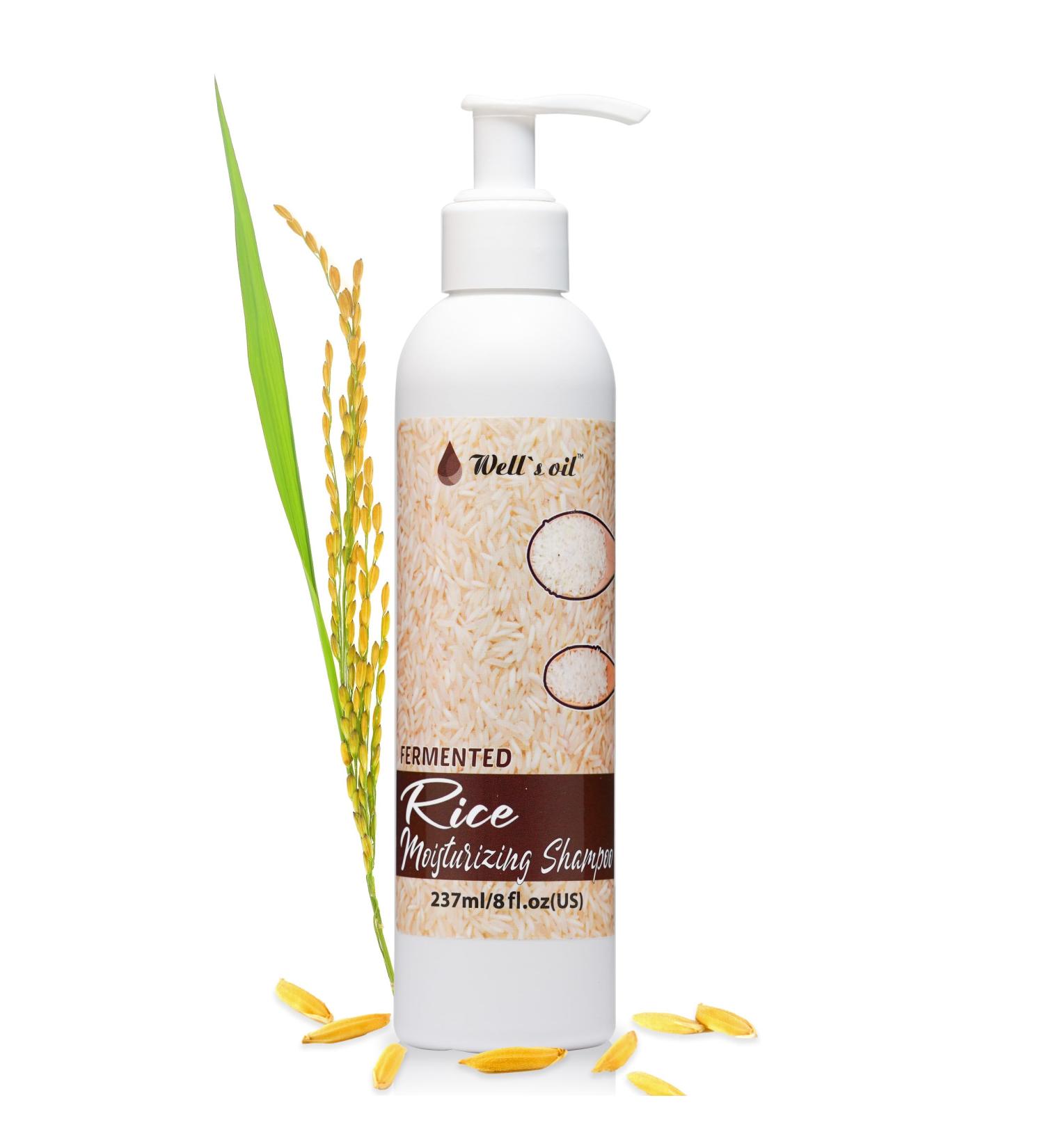 Well's Oil Fermented Rice Water Shampoo - 8 Fl Oz | Hair Growth Scalp Care & Nourishing | Natural Essential Oils for Thickening & Strengthening - Buy Online on GoSupps.com