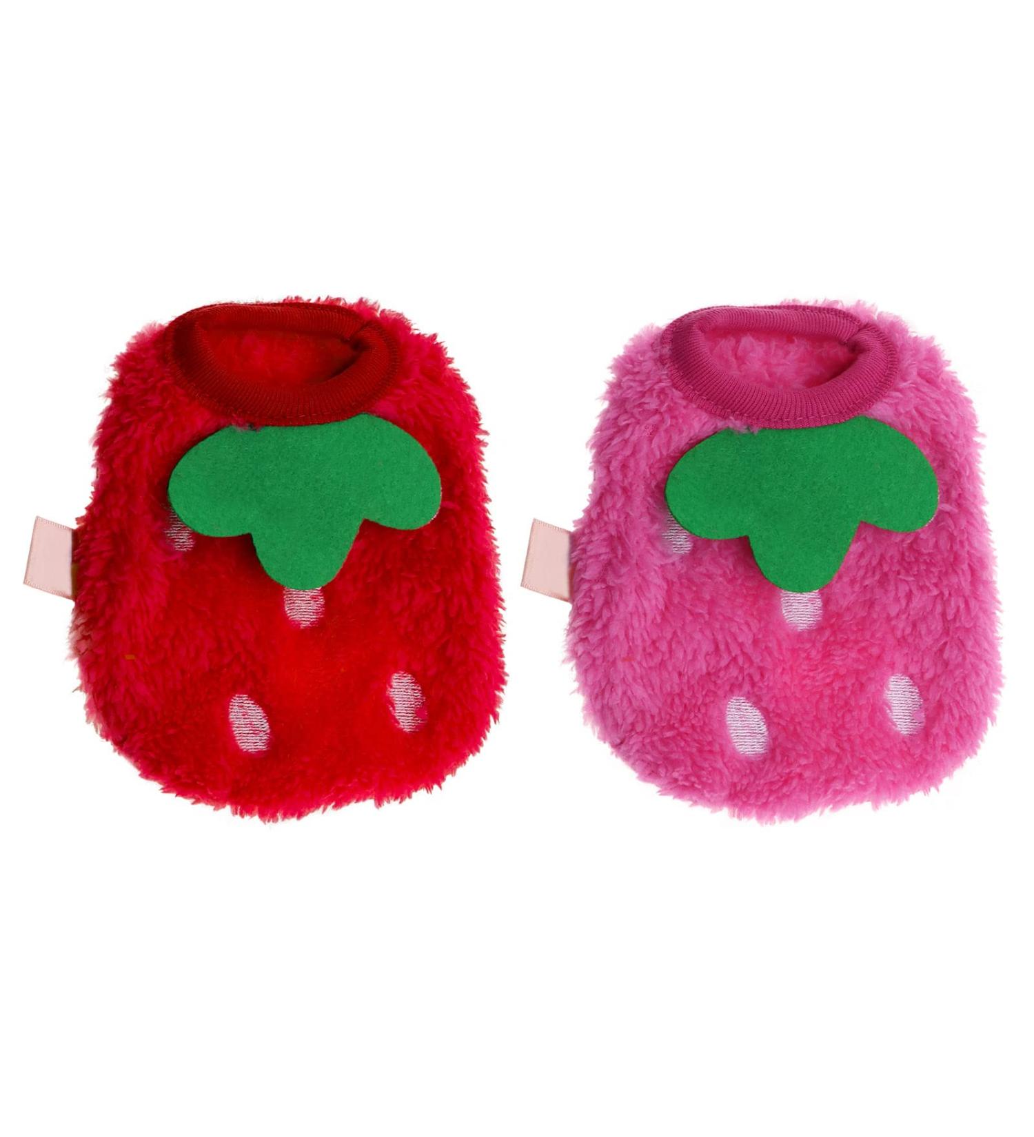 2PCS Strawberry Guinea Pig Winter Apparel Coats - Small Pet Warm Costumes for Rabbits, Ferrets, Chinchillas, Kittens - 3XS - Buy Online on GoSupps.com