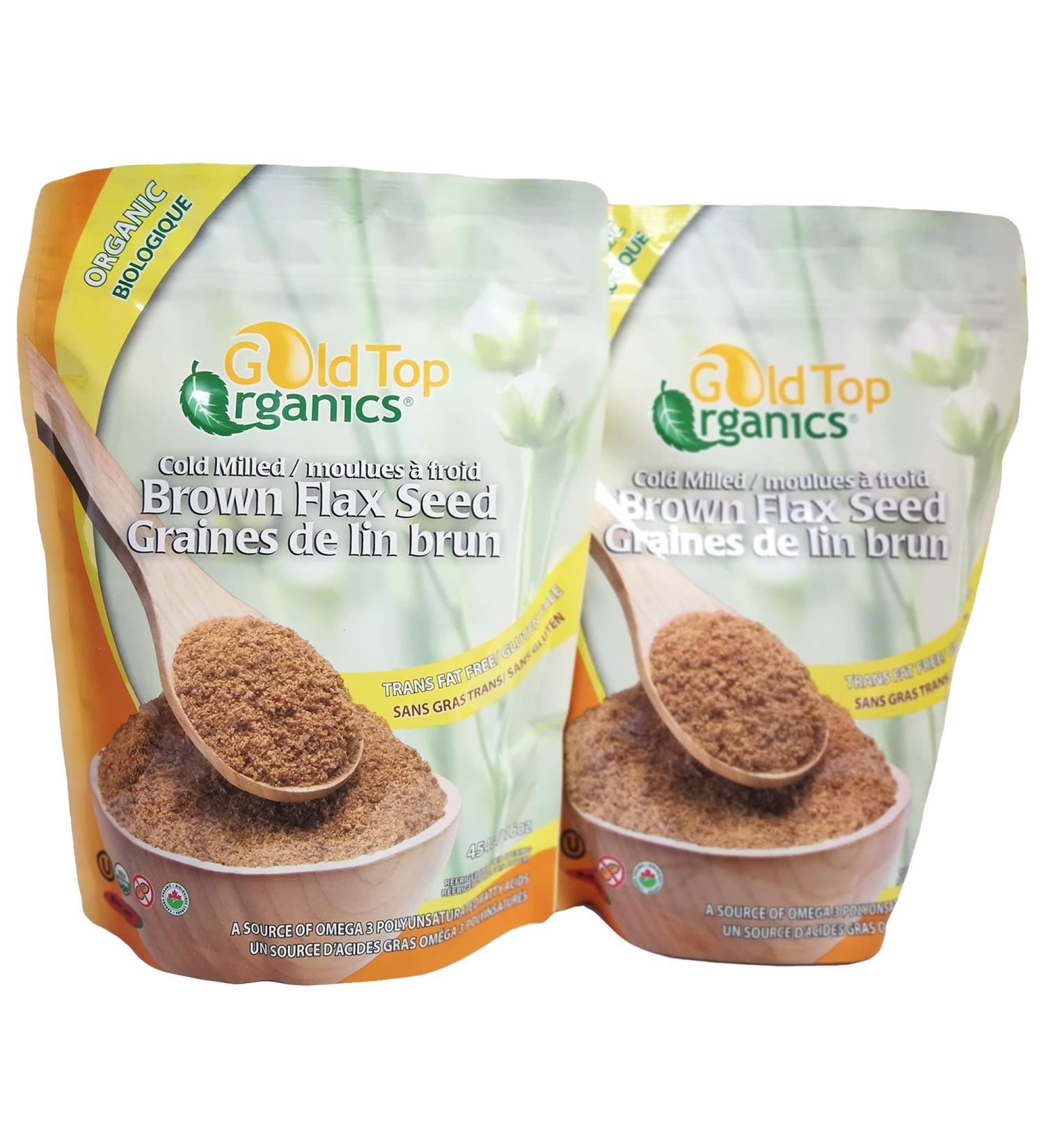 Gold top Organic Ground Flaxseed Cold Milled 454 Gram/Bag by Twinfood a Set of 2 Packs (2 Bags) - Buy Online on GoSupps.com
