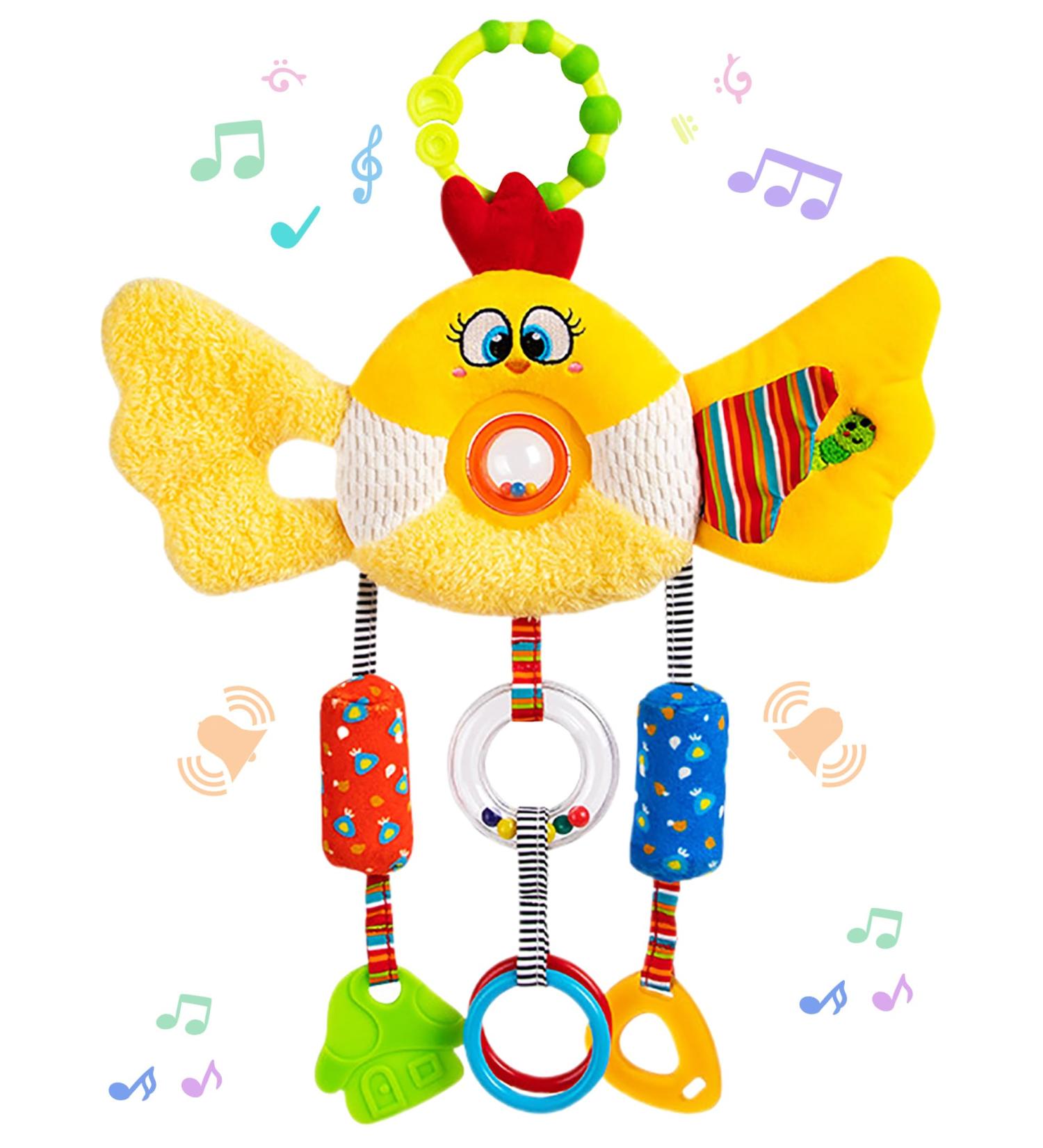 Funsland Baby Stroller Toys - Hanging Plush Chick Toy with Bell for Newborns | Clip-On Activity Gift for 0-12 Months Boys & Girls - Buy Online on GoSupps.com