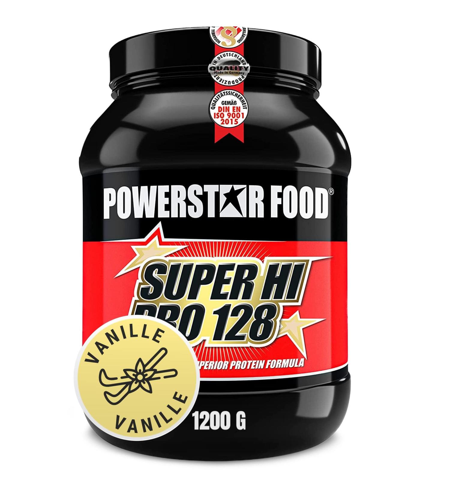 Powerstar Super Hi Pro 128 - Multi-Component Protein Powder Vanilla 1200g | 80% Protein for Muscle Building & Weight Loss | International Shipping Available - Buy Online on GoSupps.com