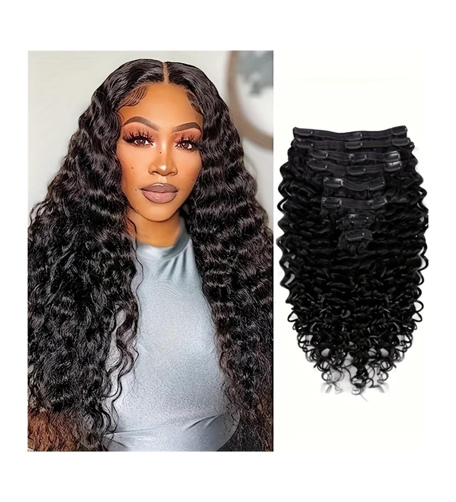 Clip in Hair Extensions 12-26 Inch Kinky Brazilian Human Hair Curly Clip In Hair Extensions Deep Wave Double Weft Full Head Human Hair 120g Curly Hair Extensions for Women 8pieces Clip in Extensions 22 inches - Buy Online on GoSupps.com