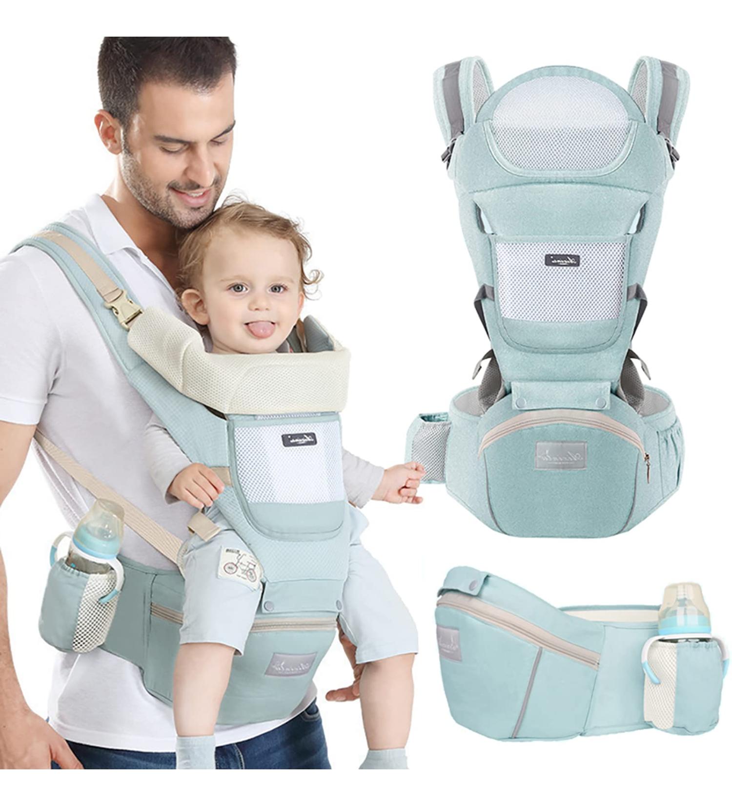 Leapbeast Baby Carrier - All-in-One Ergonomic Hip Seat for Newborns & Toddlers (3.5-15.5 kg) - Cotton Light & Breathable - Adjustable Green Design - Buy Online on GoSupps.com