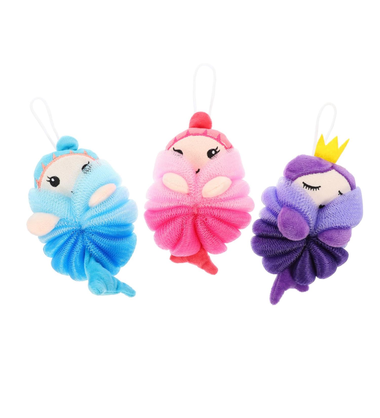 3pcs Bath Ball Sponges | Soft & Cute Loofah Shower Poufs for Body Scrubbing | Gentle Mesh Esponja para Ba arse - Buy Online on GoSupps.com